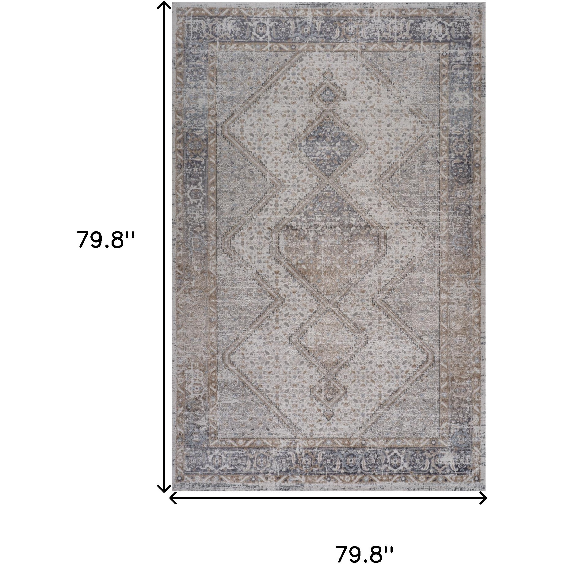7' X 10' Beige and Gray Abstract Distressed Area Rug