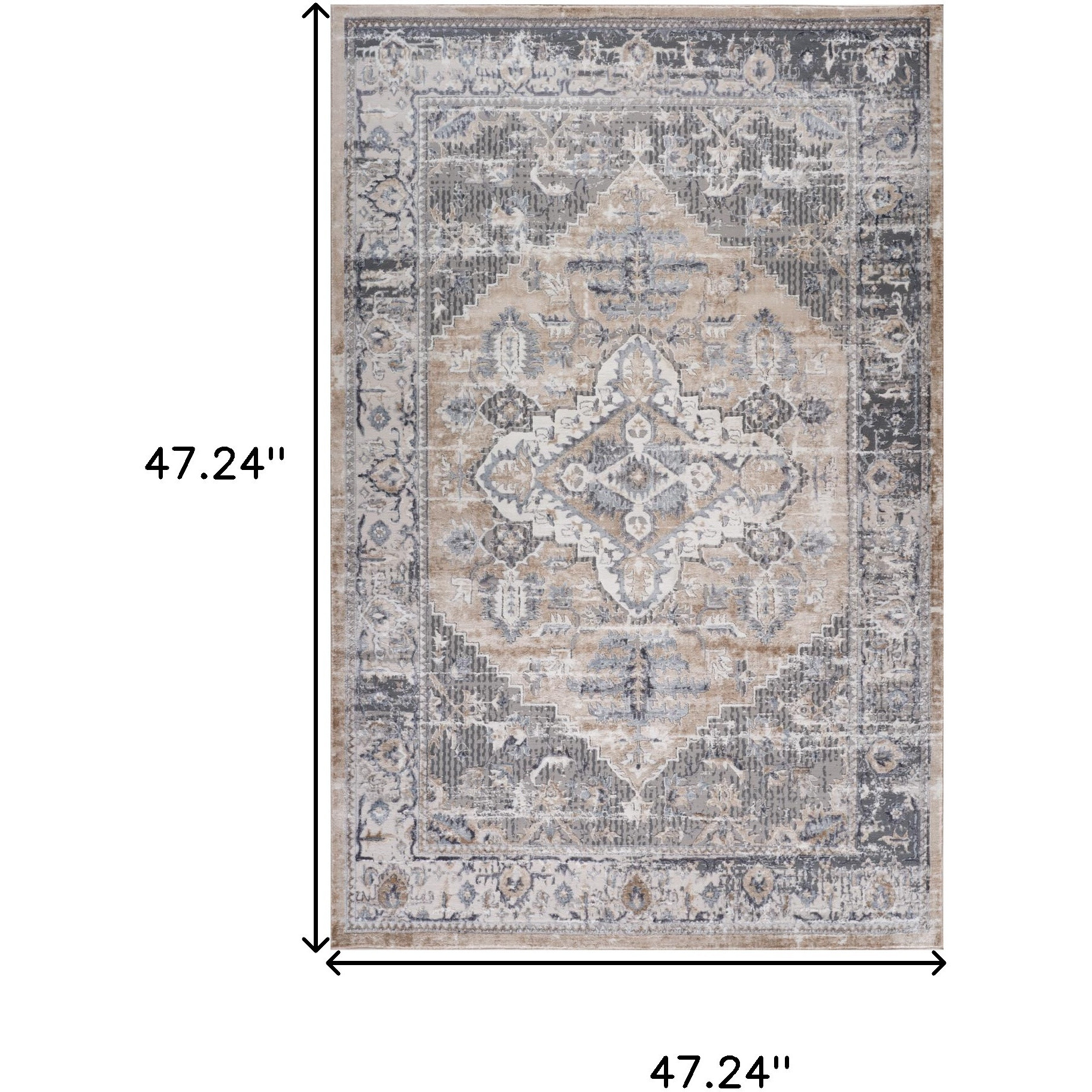 4' X 6' Gray and Brown Oriental Distressed Area Rug