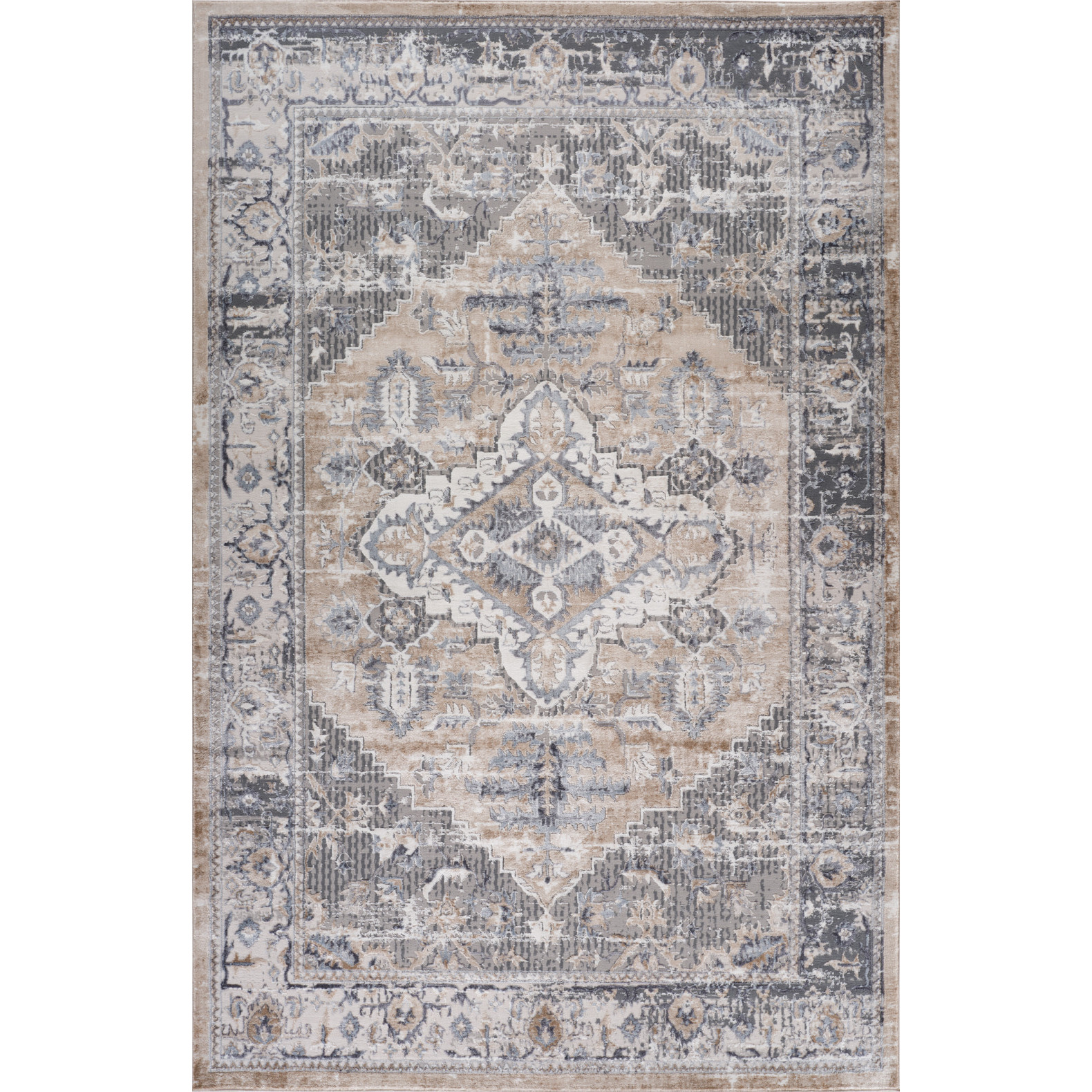 4' X 6' Gray and Brown Oriental Distressed Area Rug