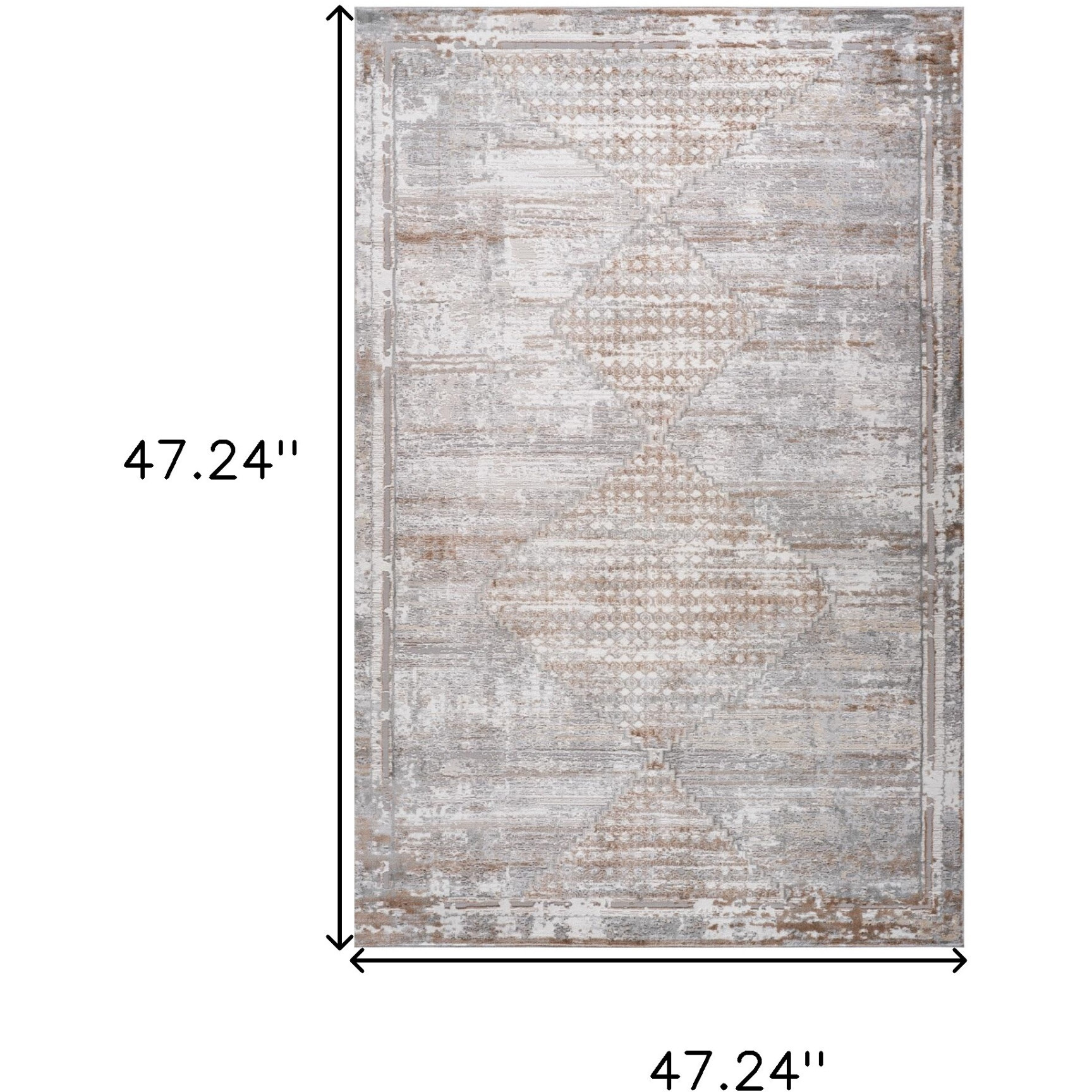 4' X 6' Gray and Brown Abstract Distressed Area Rug