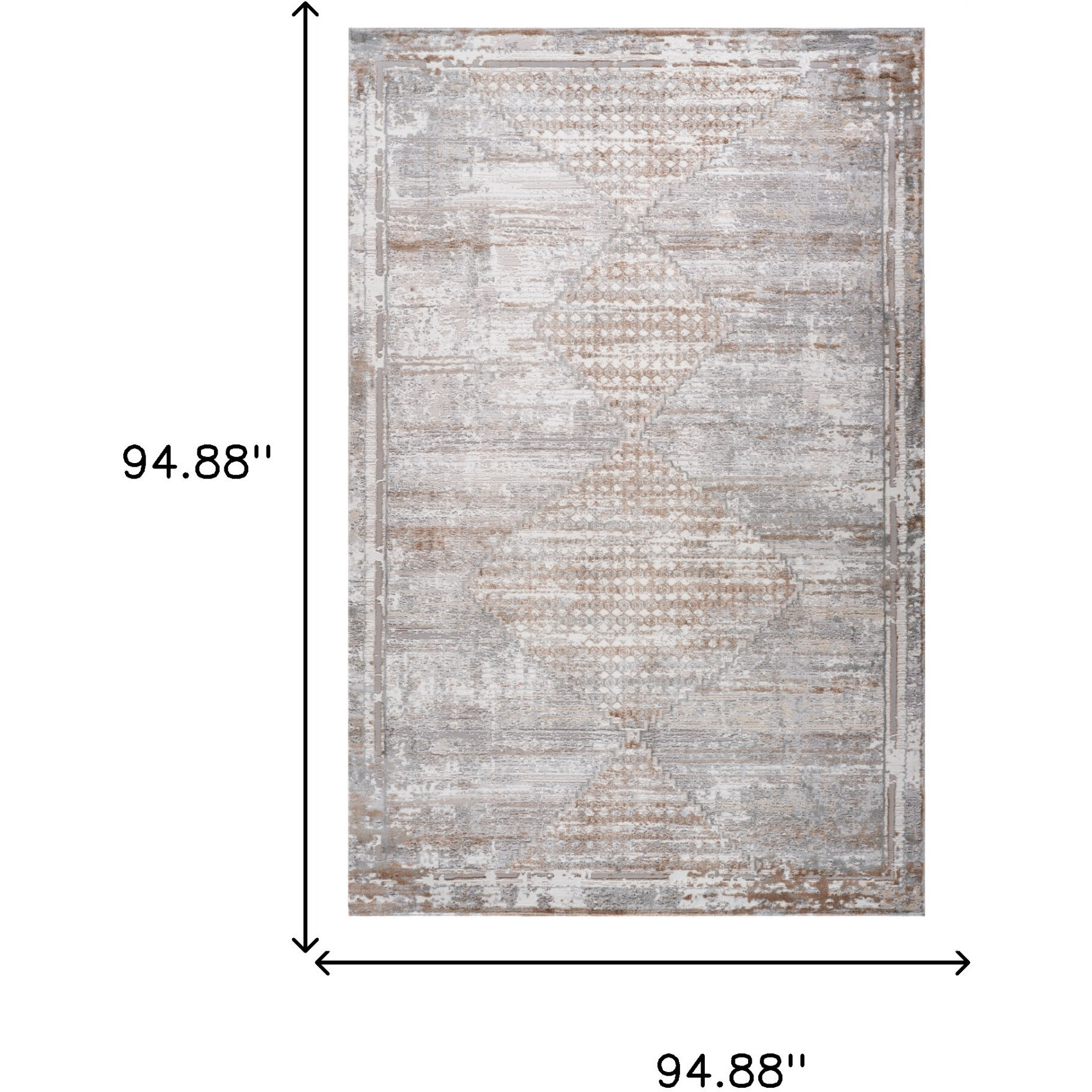 8' X 11' Gray and Brown Abstract Distressed Area Rug