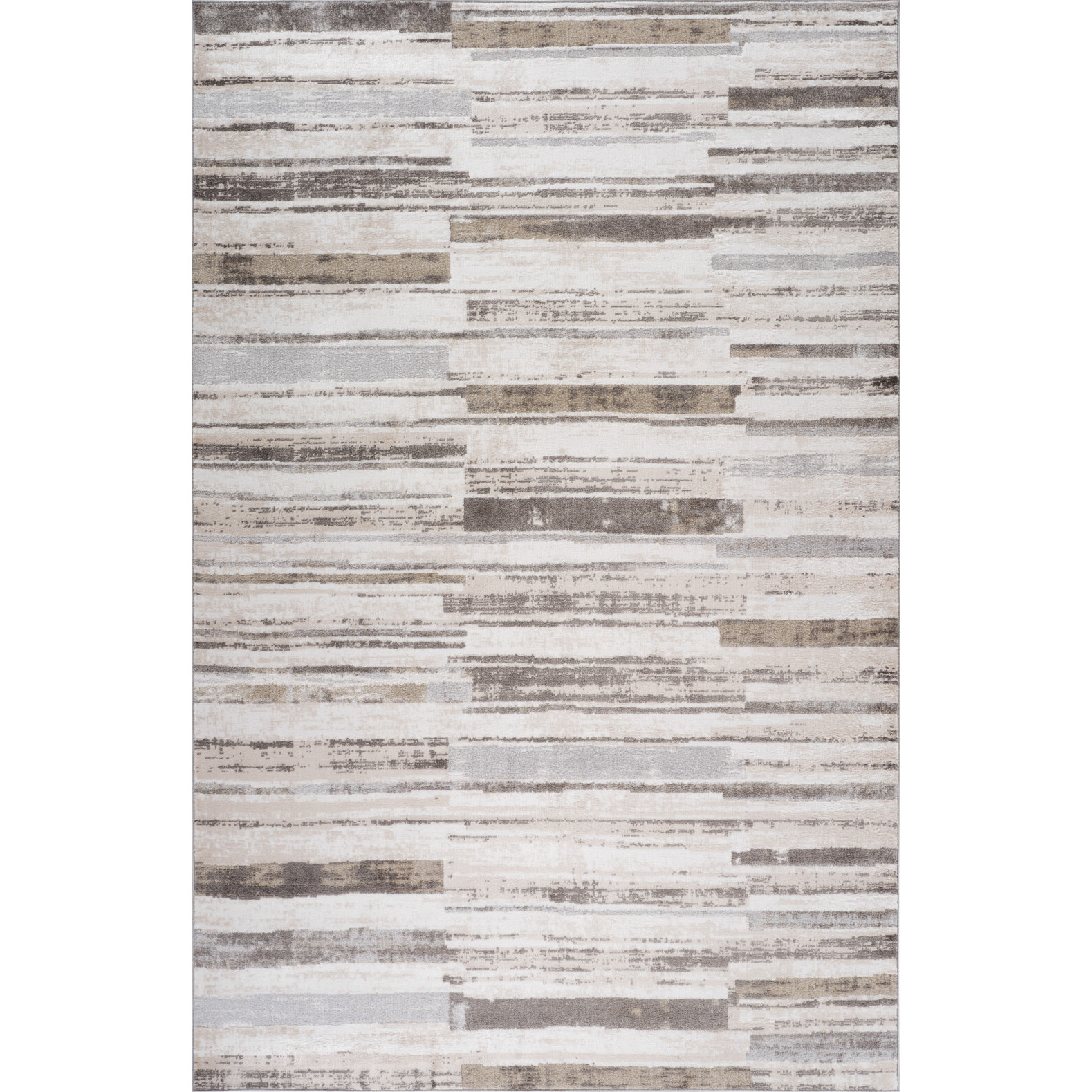 7' X 10' Beige and Brown Abstract Distressed Area Rug