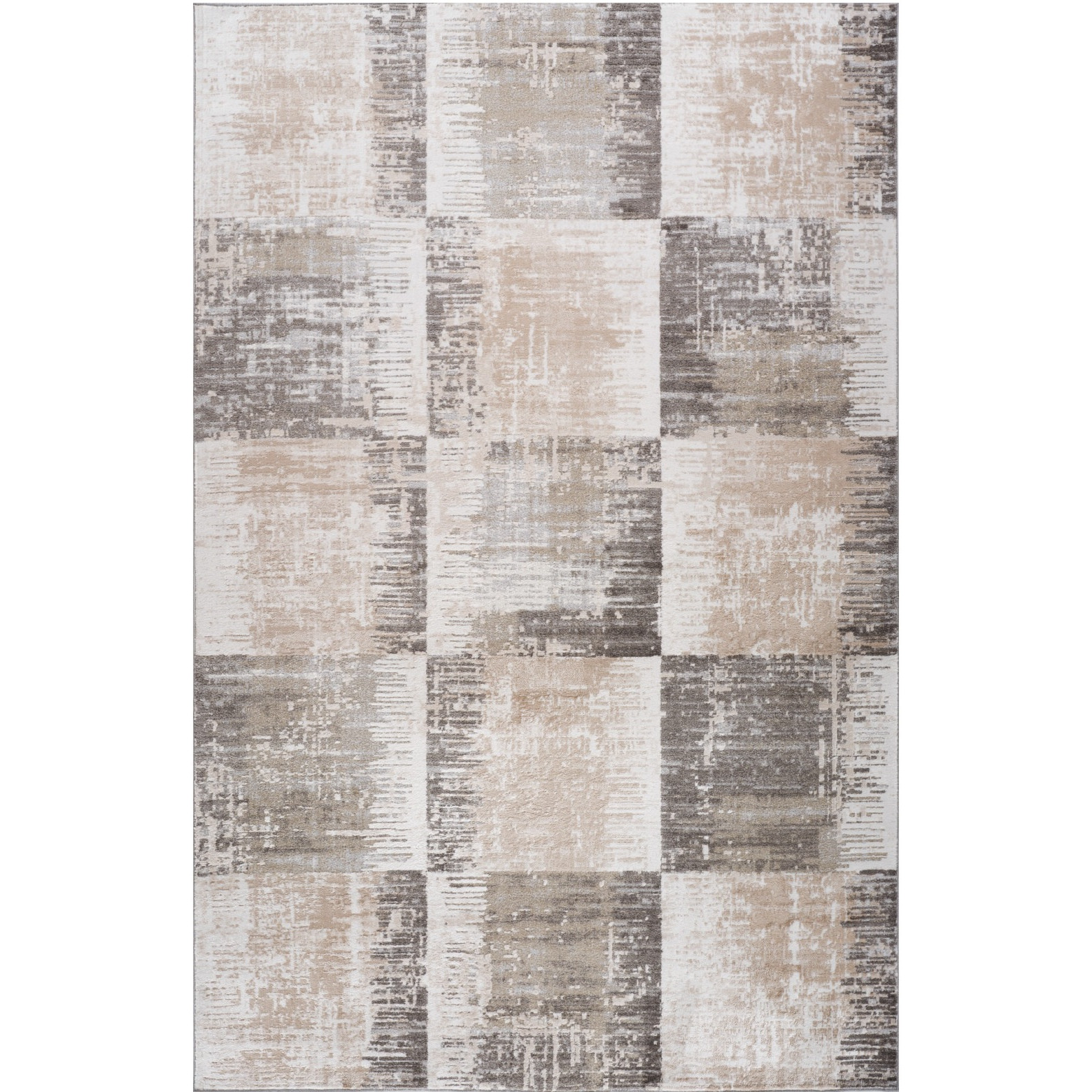 4' X 6' Beige and Brown Abstract Distressed Area Rug