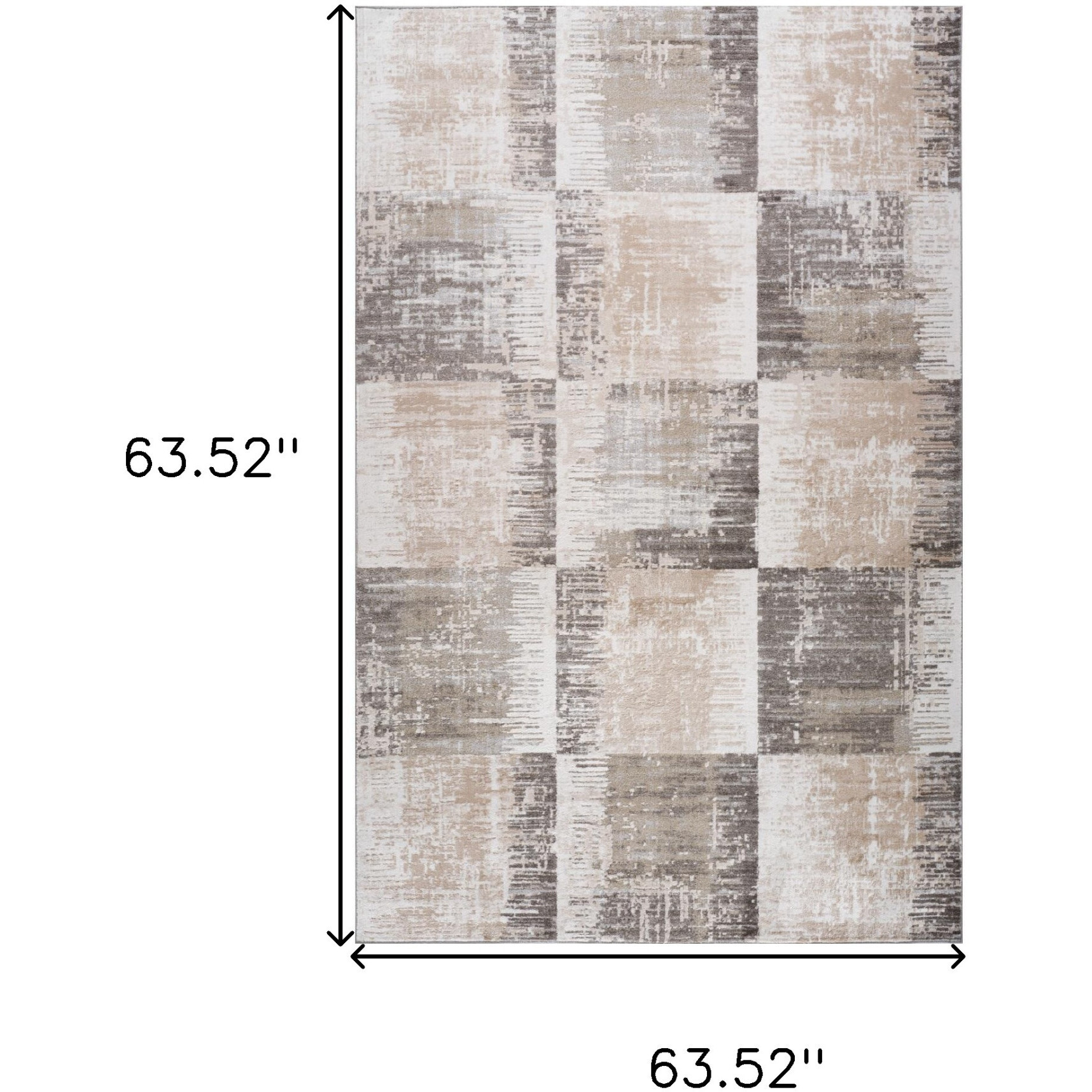 5' X 8' Beige and Brown Abstract Distressed Area Rug