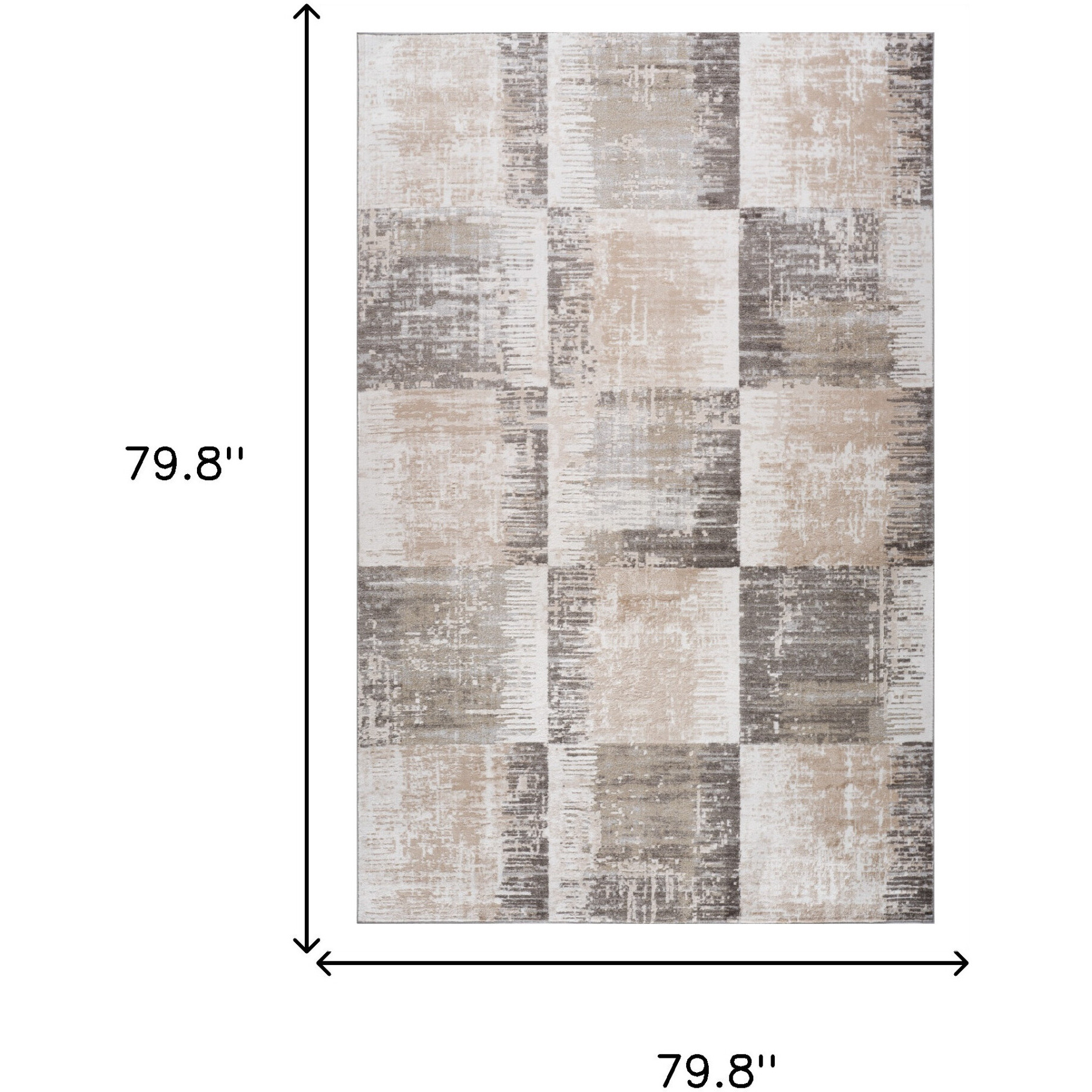 7' X 10' Beige and Brown Abstract Distressed Area Rug