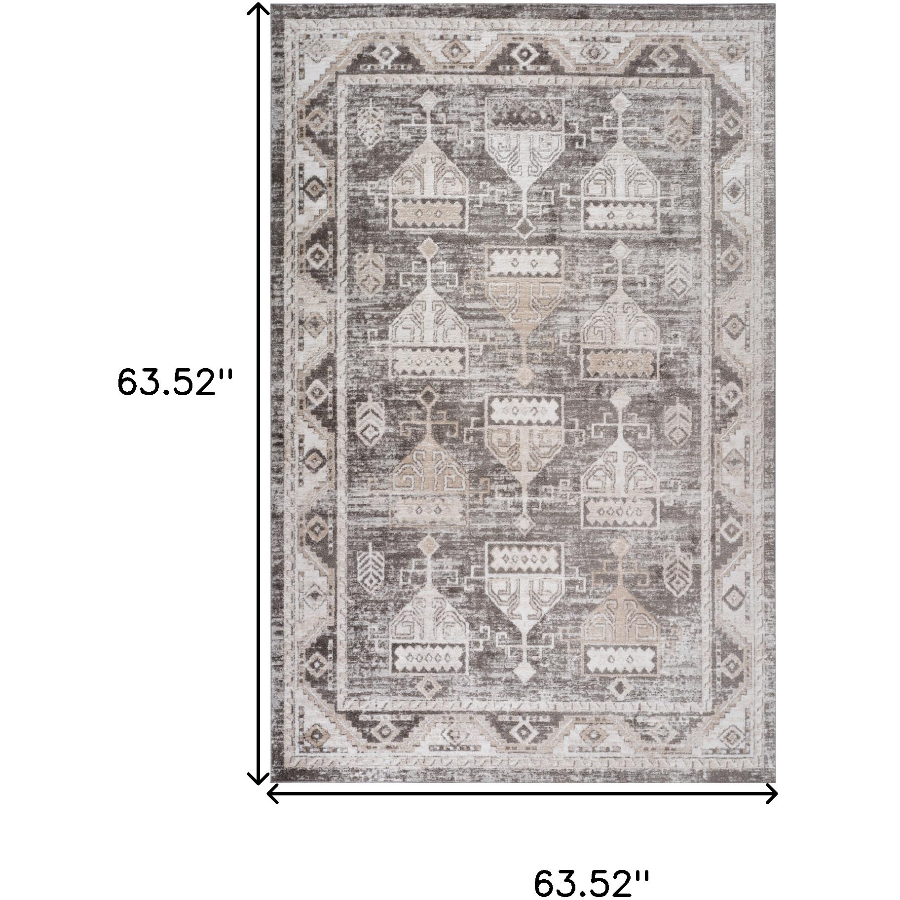 5' X 8' Beige and Brown Abstract Distressed Area Rug