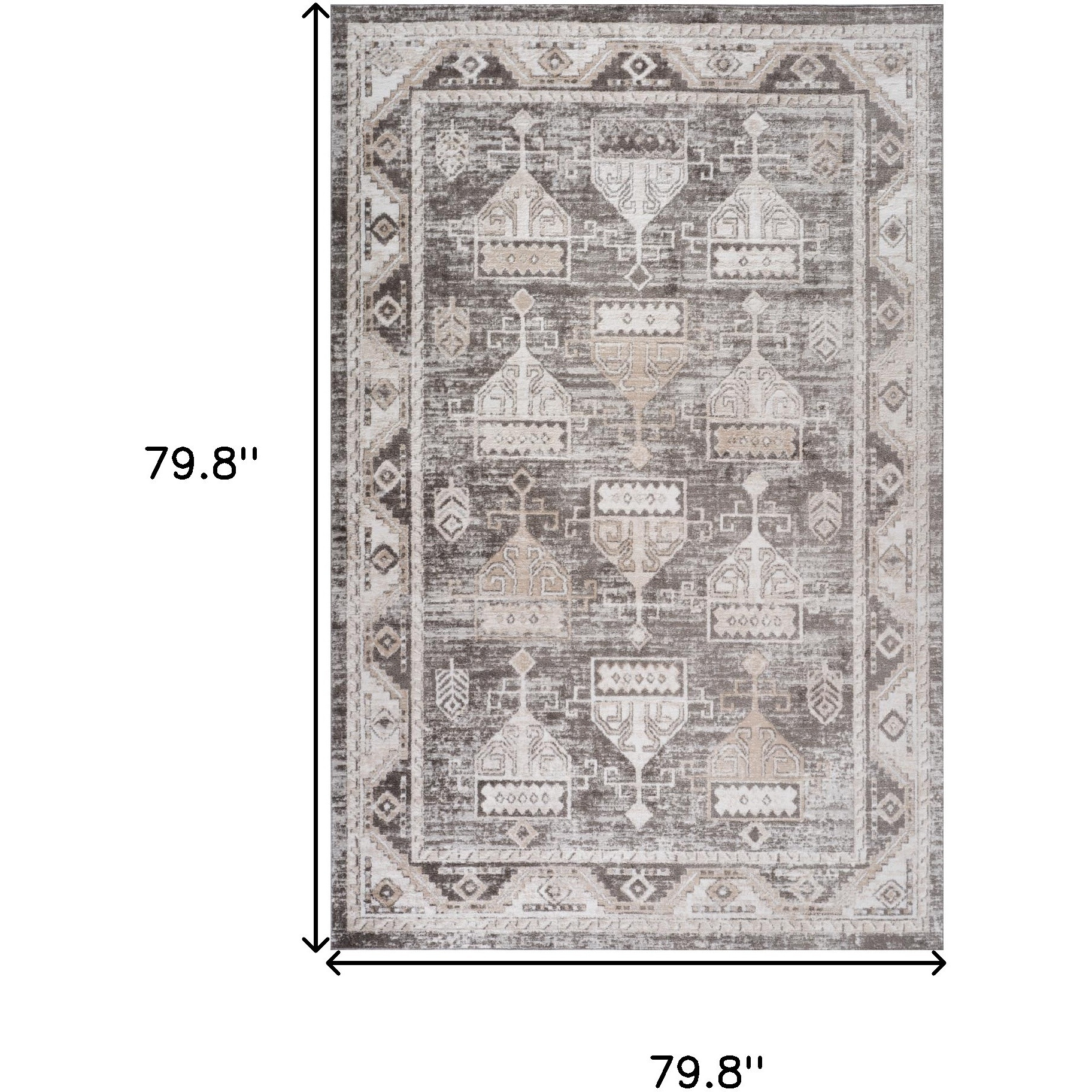 7' X 10' Beige and Brown Abstract Distressed Area Rug