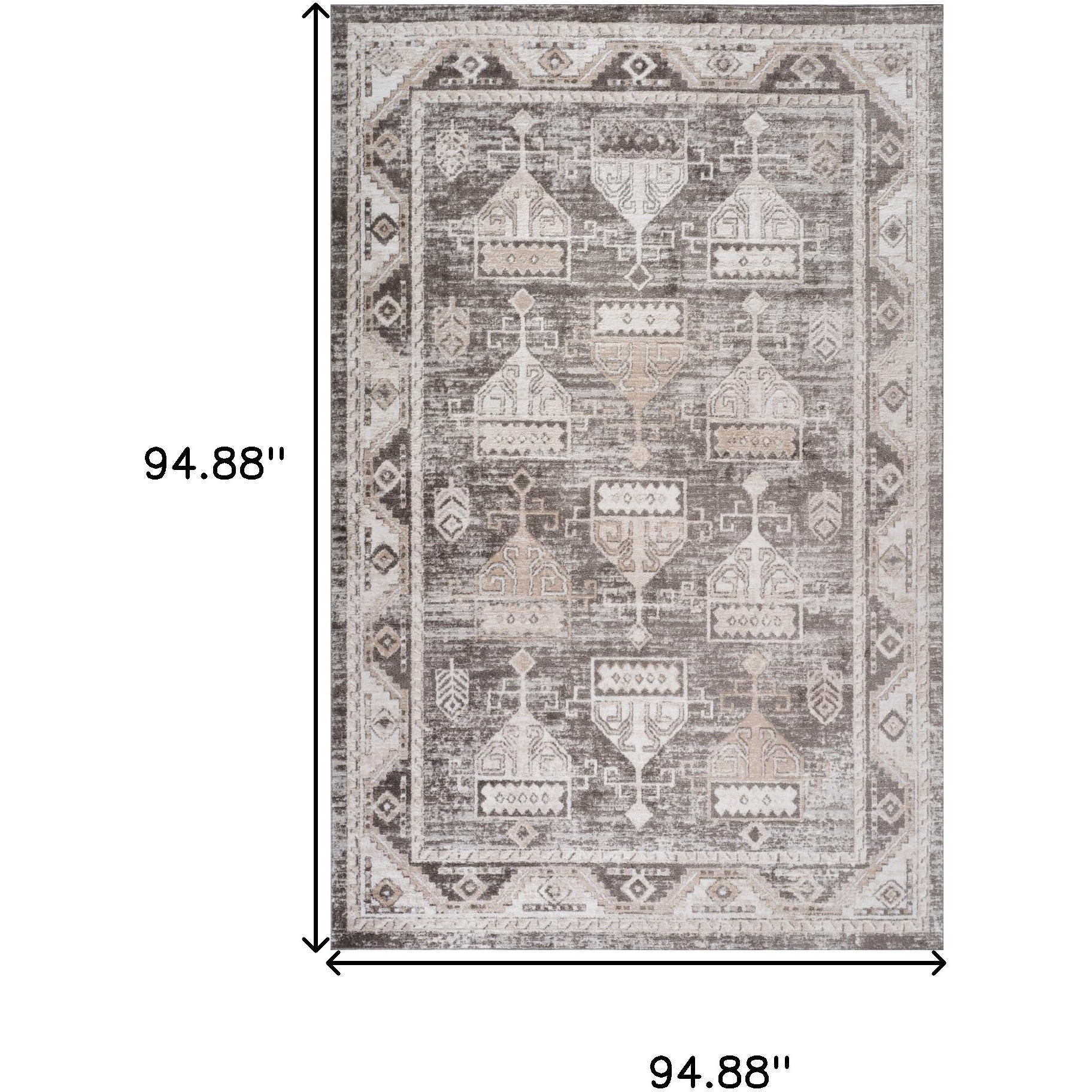 8' X 11' Beige and Brown Abstract Distressed Area Rug