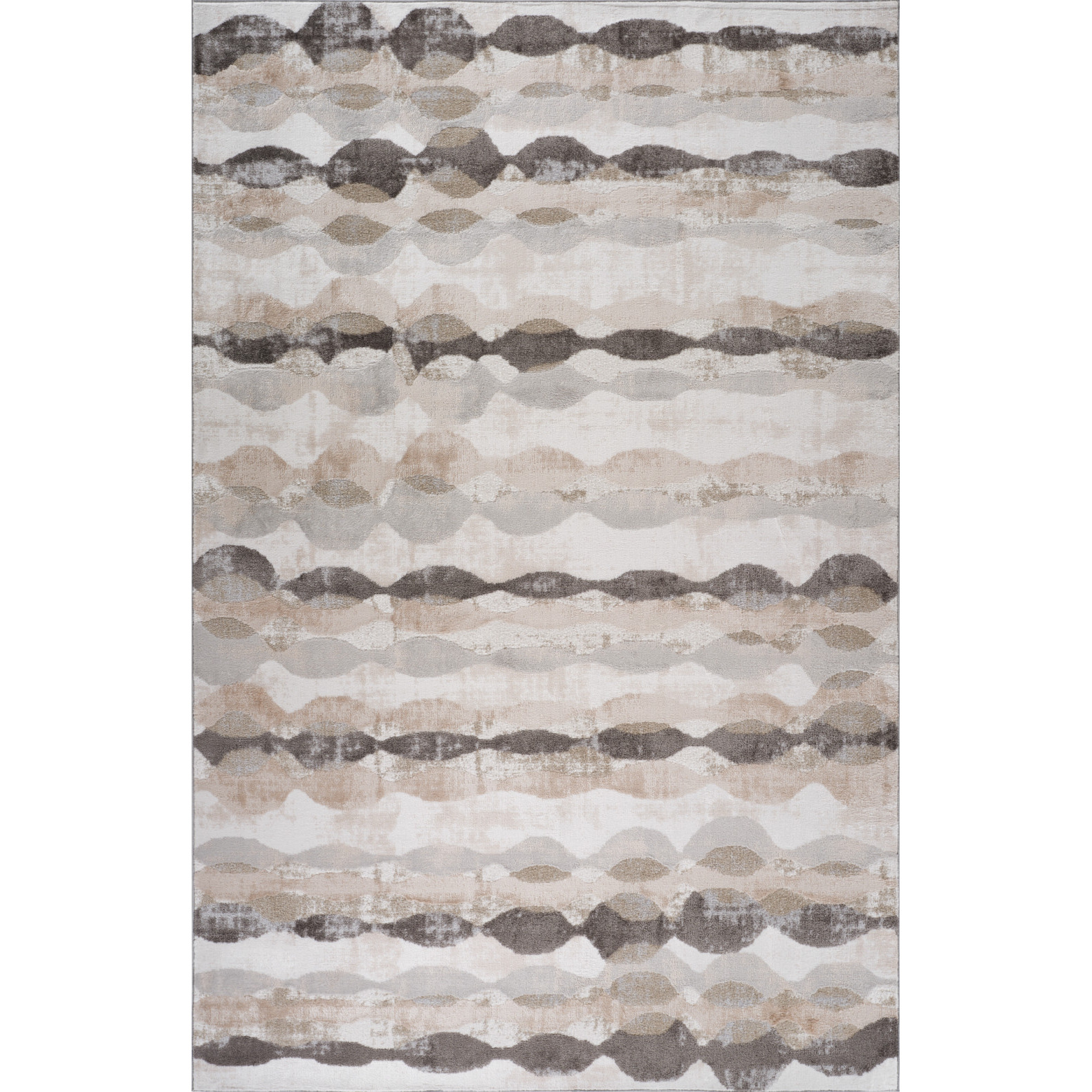 7' X 10' Beige and Brown Abstract Distressed Area Rug