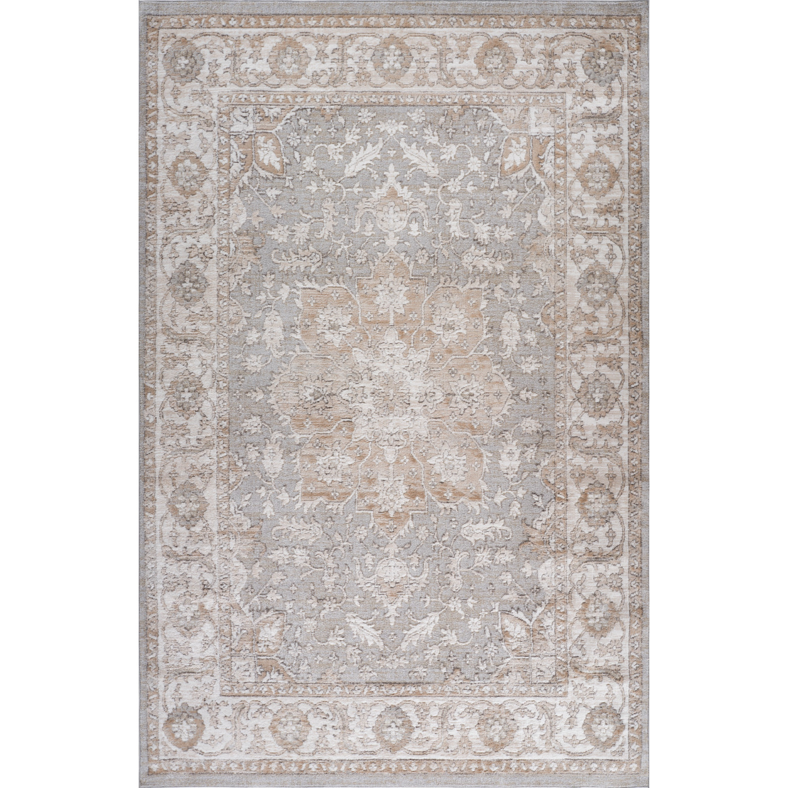 4' X 6' Beige and Gray Oriental Distressed Area Rug