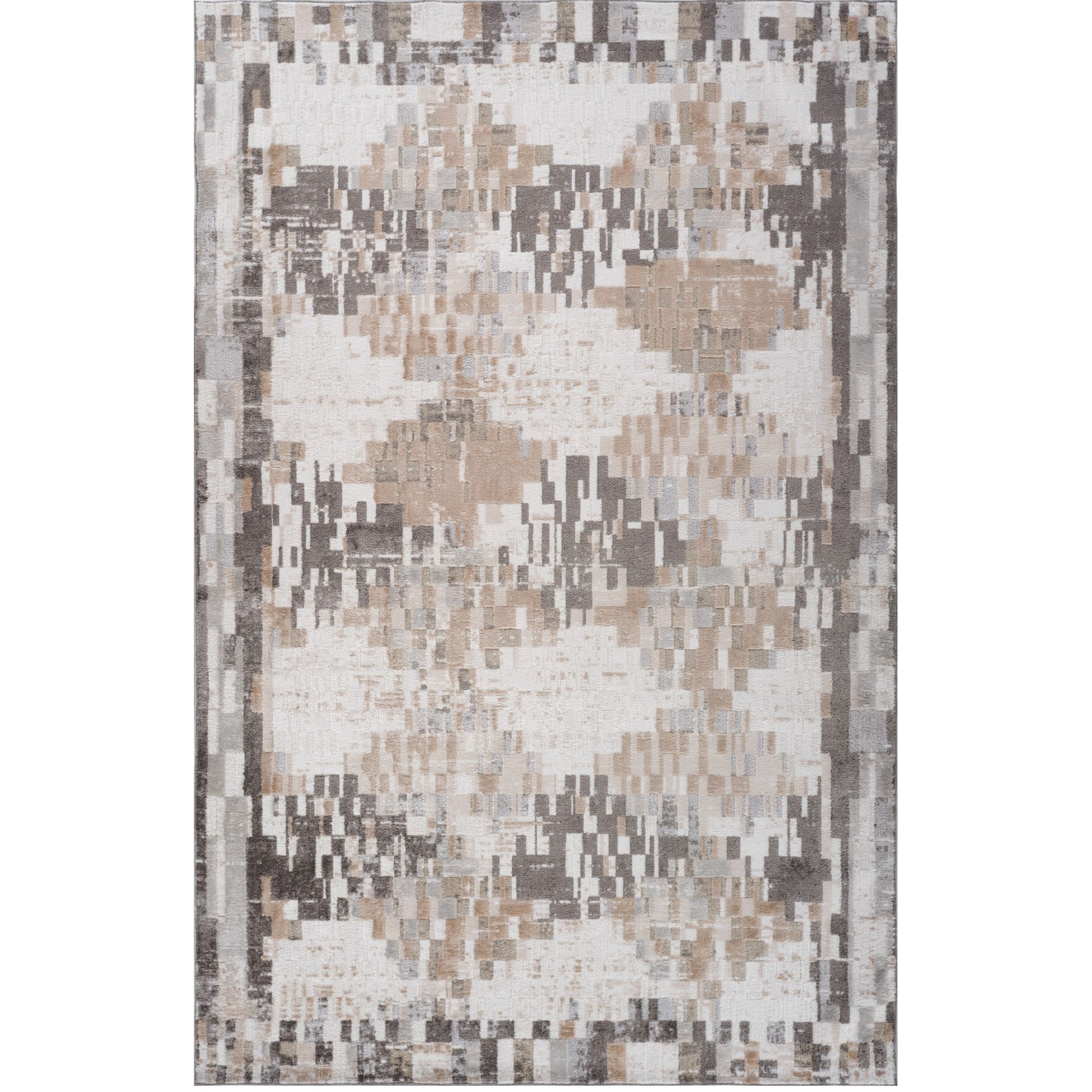4' X 6' Cream and Brown Abstract Distressed Area Rug