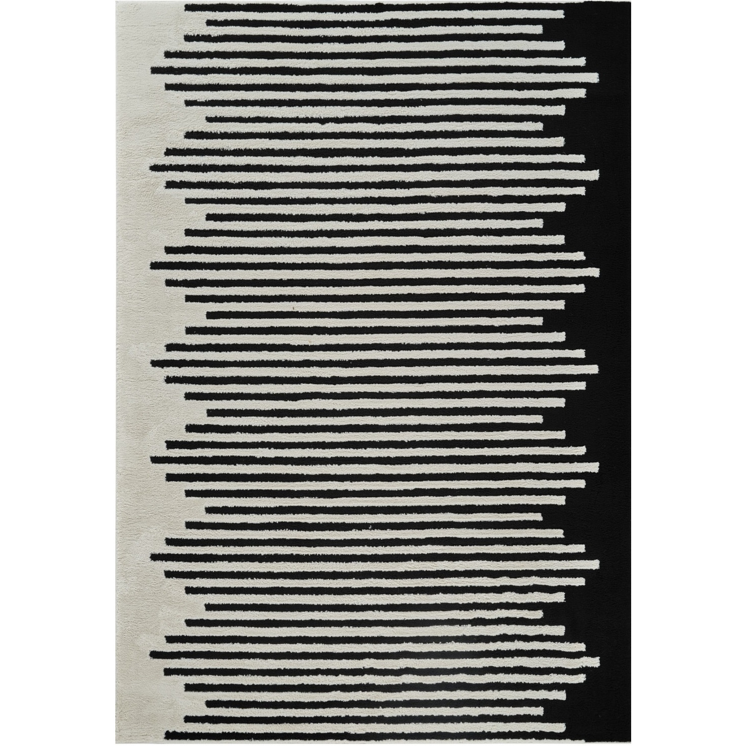 8' X 11' Cream and Black Abstract Distressed Area Rug