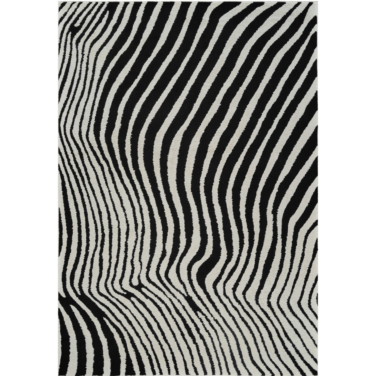 8' X 11' Cream and Black Abstract Distressed Area Rug