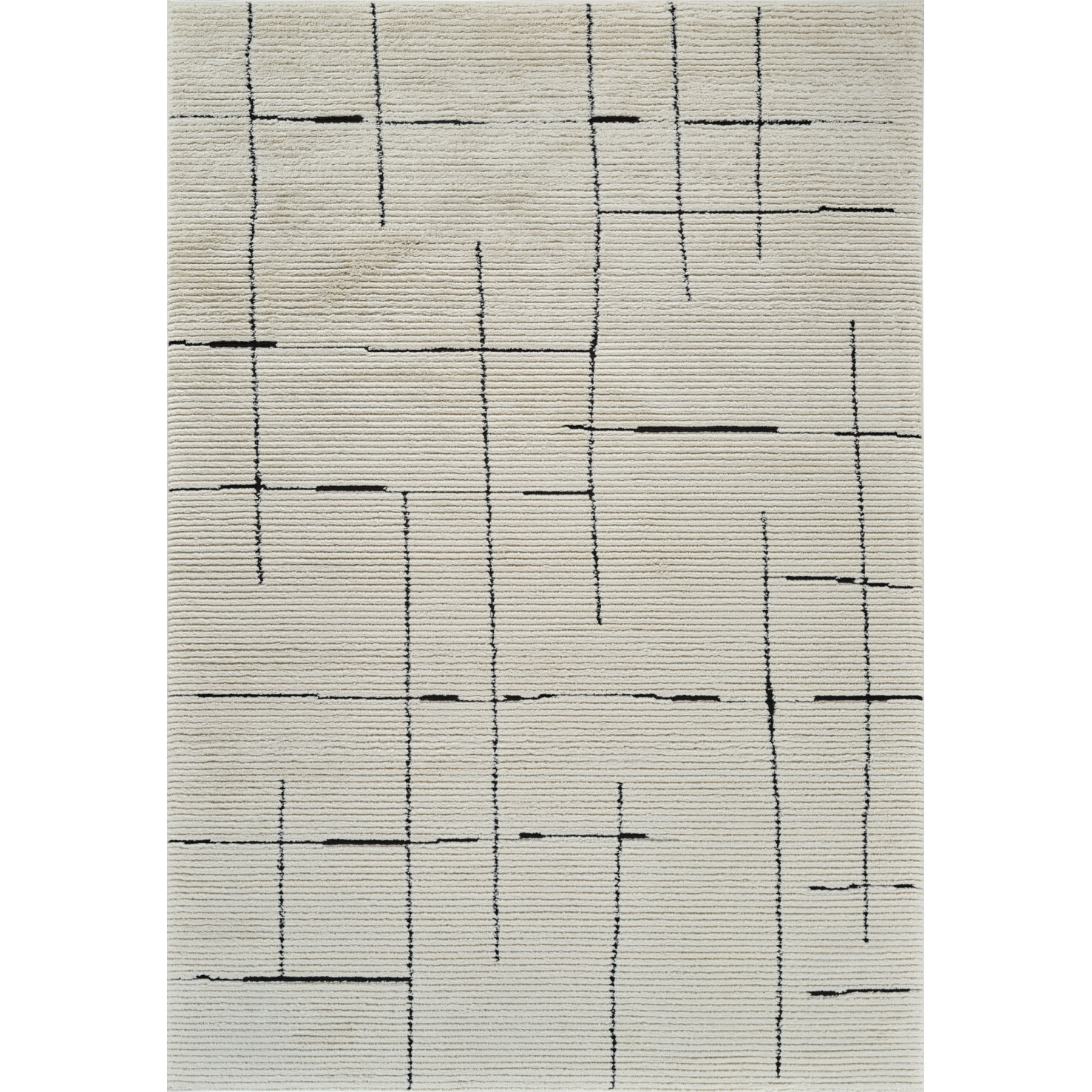 7' X 10' Cream and Green Abstract Distressed Area Rug
