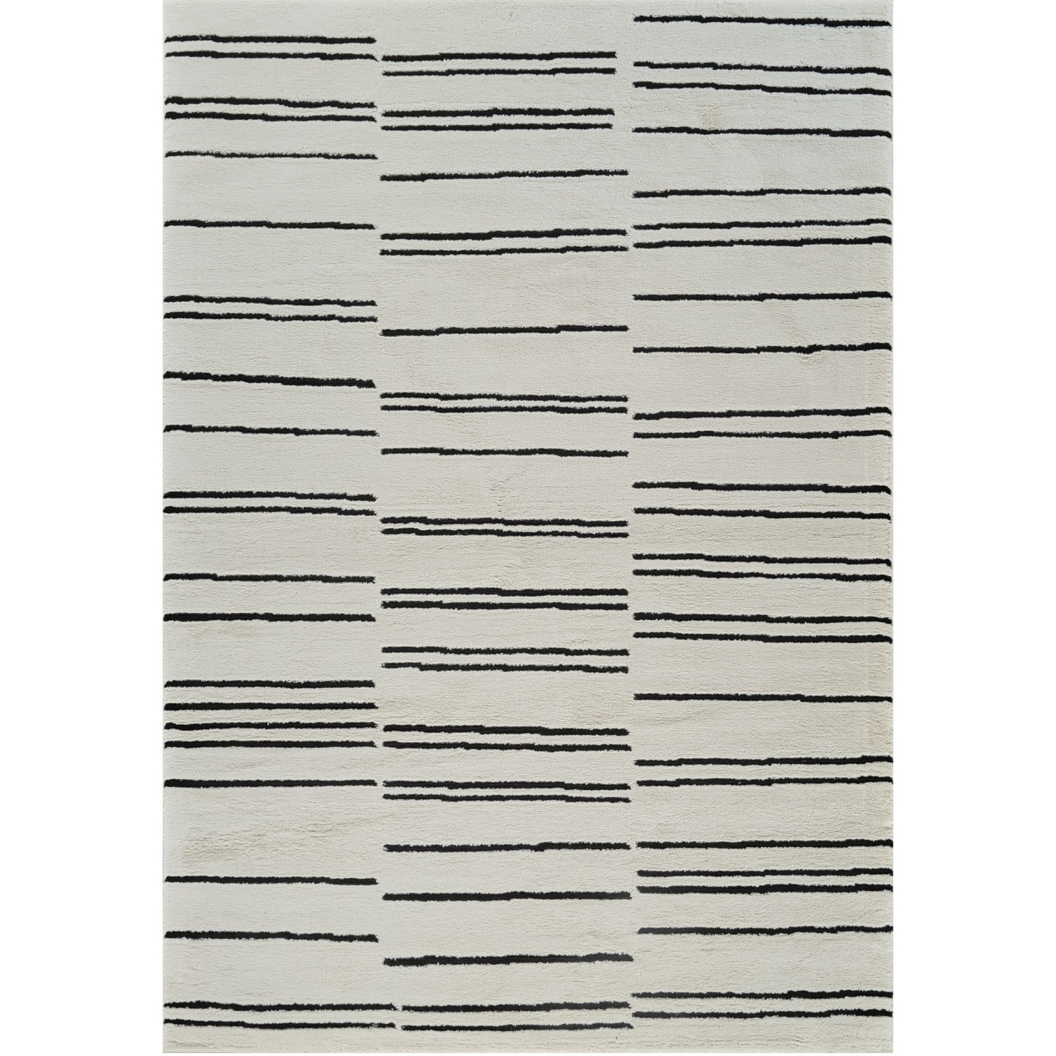 4' X 6' Cream and Black Abstract Distressed Area Rug