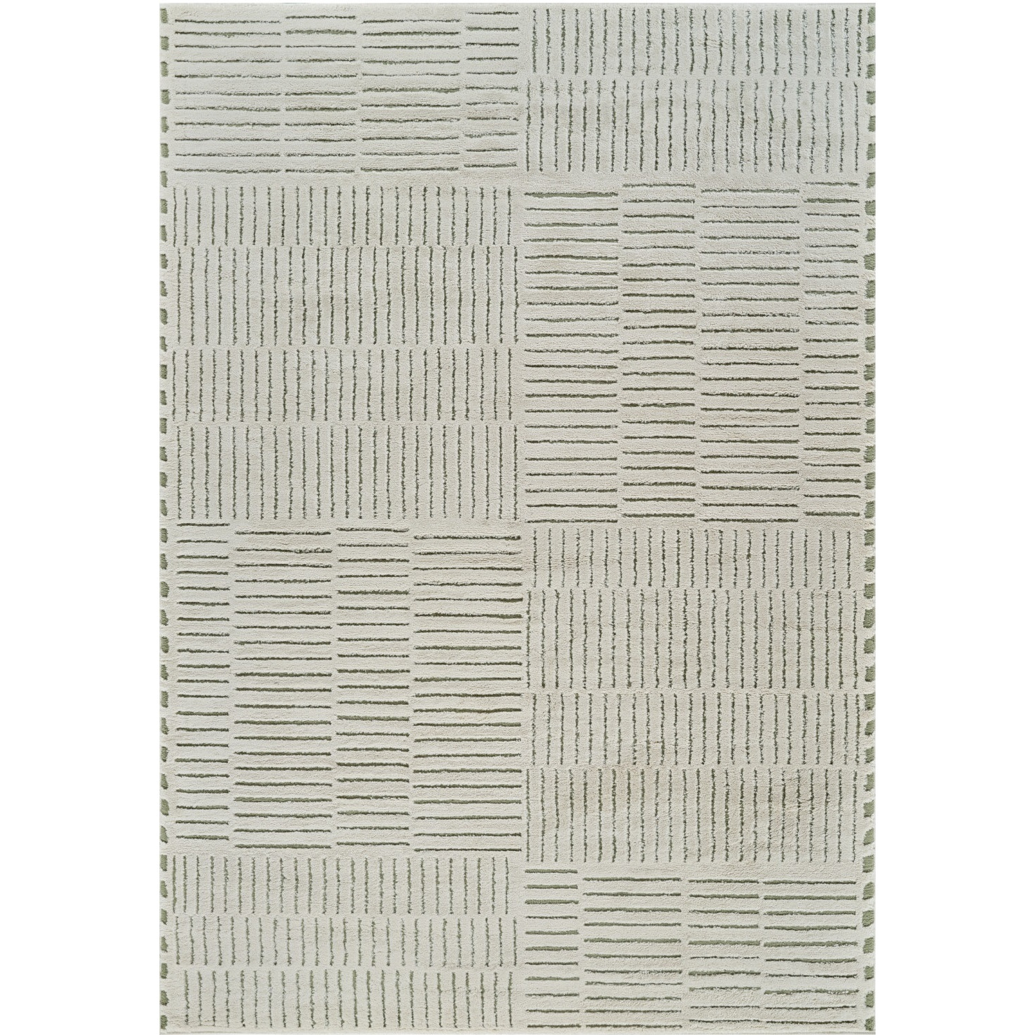 4' X 6' Cream and Green Abstract Distressed Area Rug