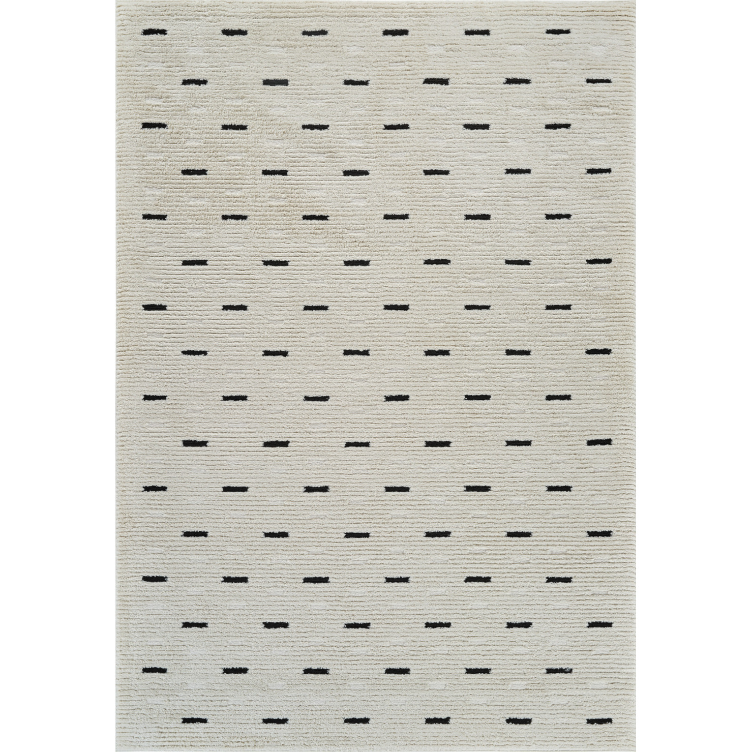 5' X 8' Cream and Black Abstract Distressed Area Rug