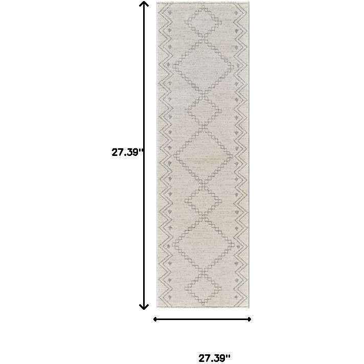 8' Cream and Beige Abstract Distressed Area Rug