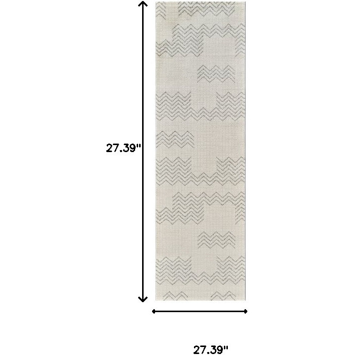8' Cream and Beige Abstract Distressed Area Rug