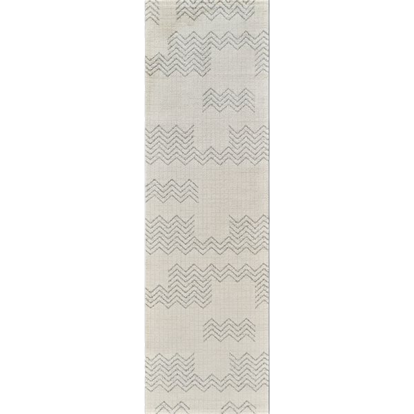 8' Cream and Beige Abstract Distressed Area Rug
