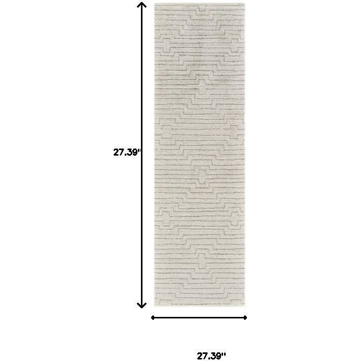 8' Cream and Beige Abstract Distressed Area Rug