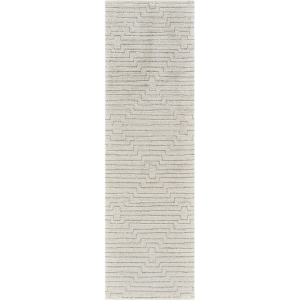 8' Cream and Beige Abstract Distressed Area Rug