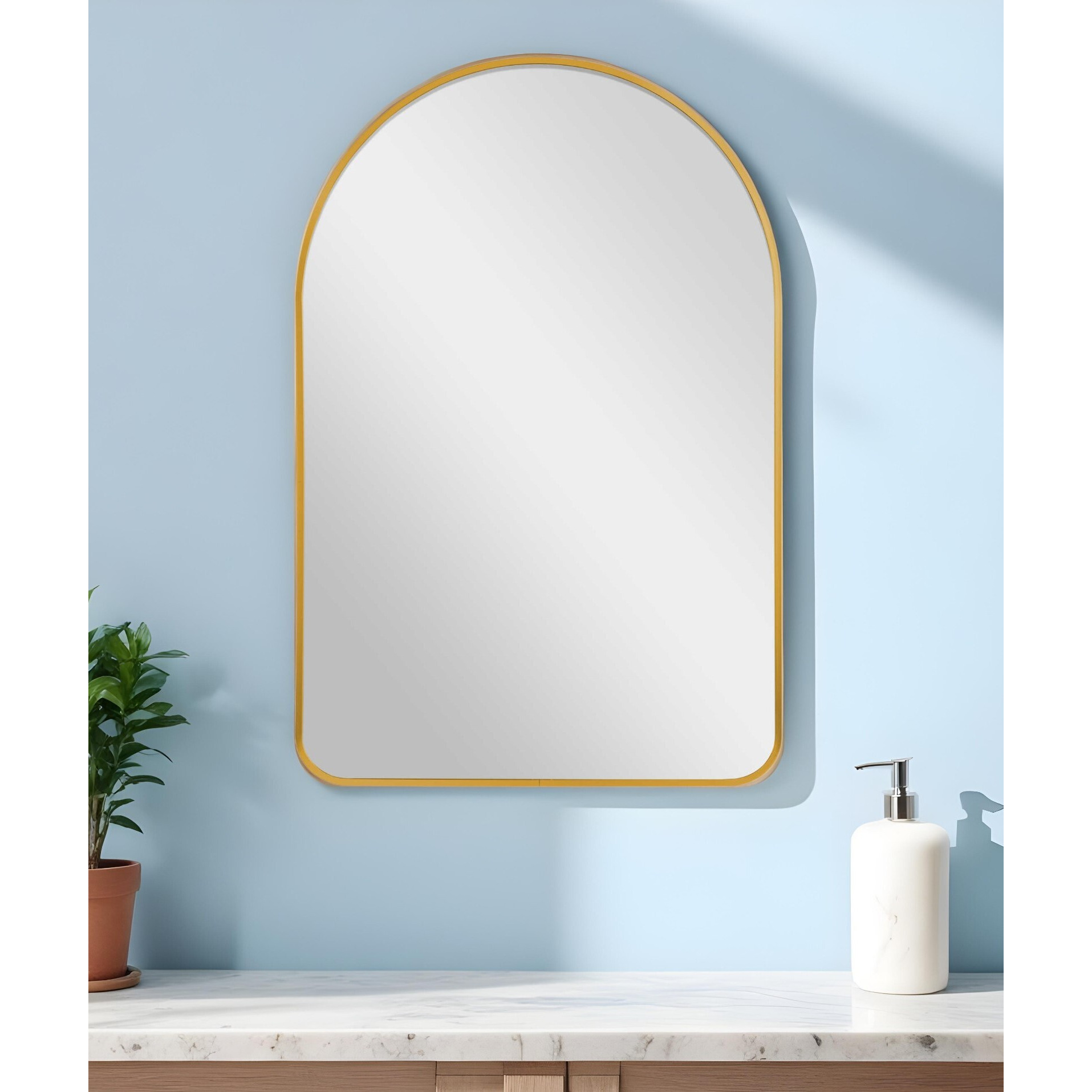39" Gold Arch Metal Framed Bathroom Vanity Mirror