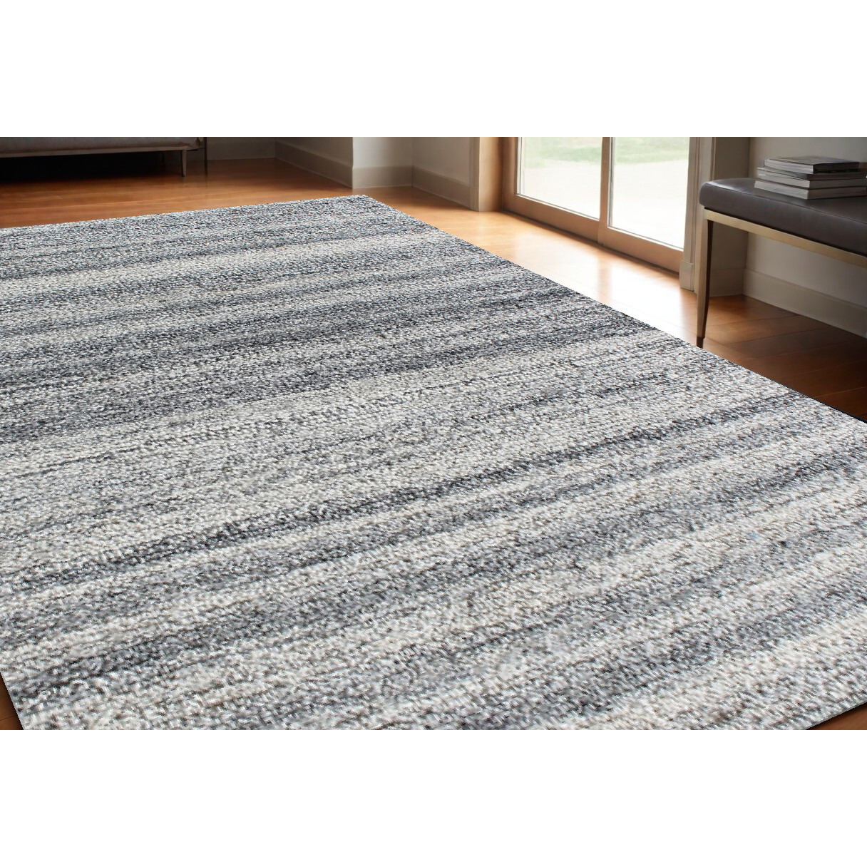 5' X 8' Gray Abstract Hand Tufted Non Skid Area Rug