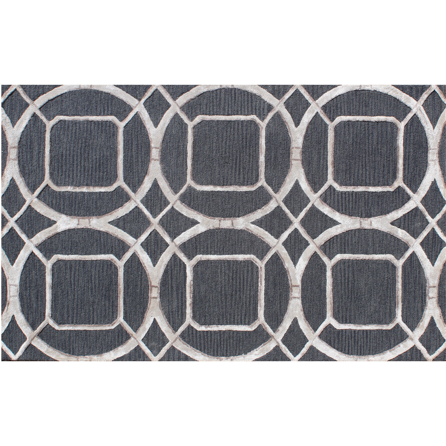 5' X 8' Charcoal Abstract Geometric Hand Tufted Non Skid Area Rug