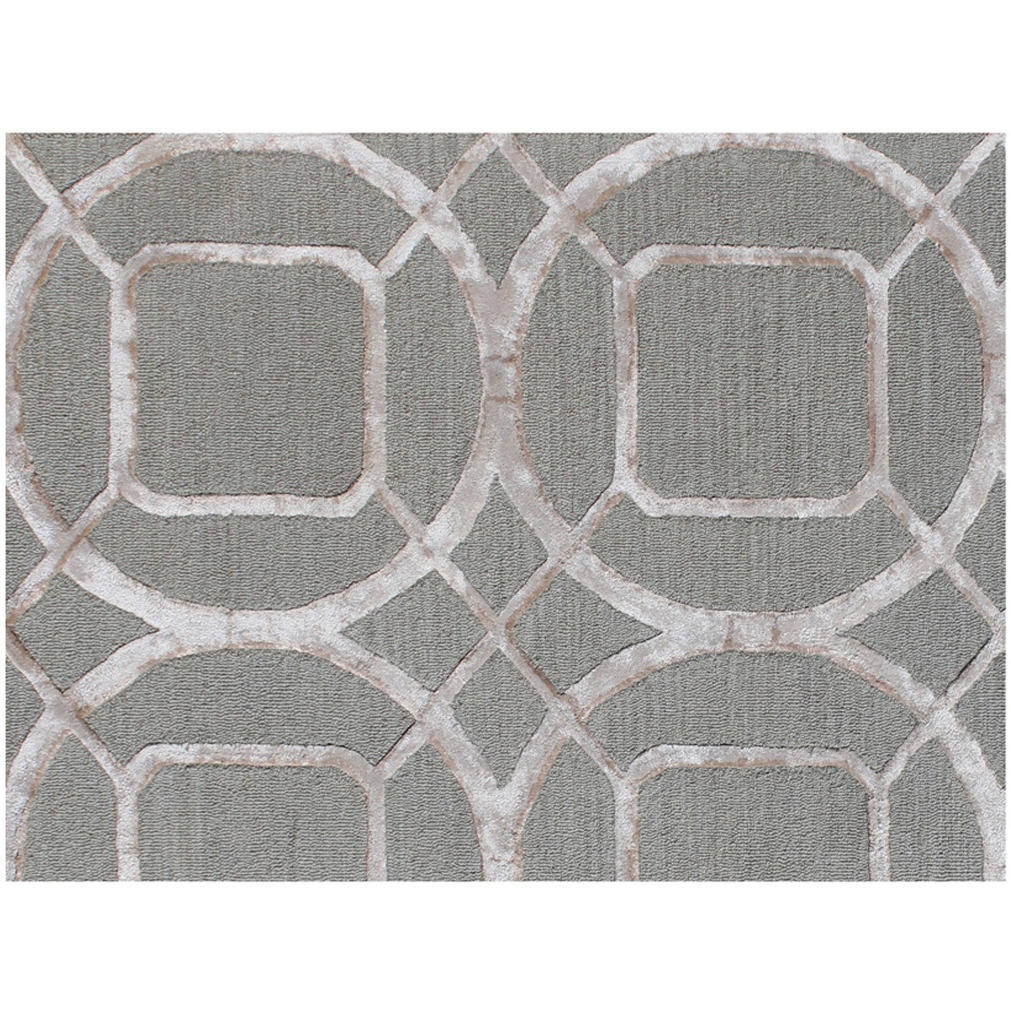 5' X 8' Green Abstract Geometric Hand Tufted Non Skid Area Rug