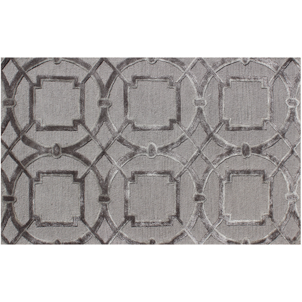 5' X 8' Gray Abstract Geometric Hand Tufted Non Skid Area Rug