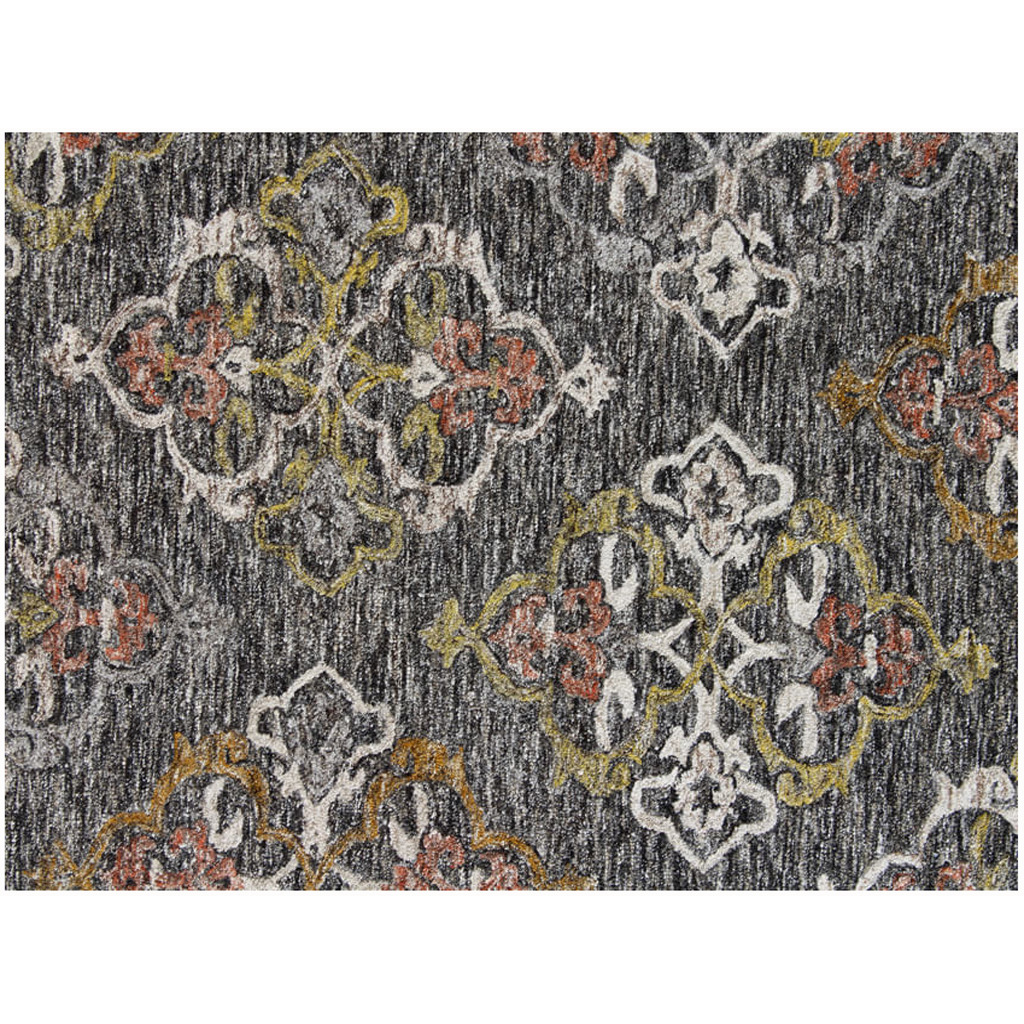 5' X 8' Charcoal Abstract Geometric Hand Tufted Non Skid Area Rug