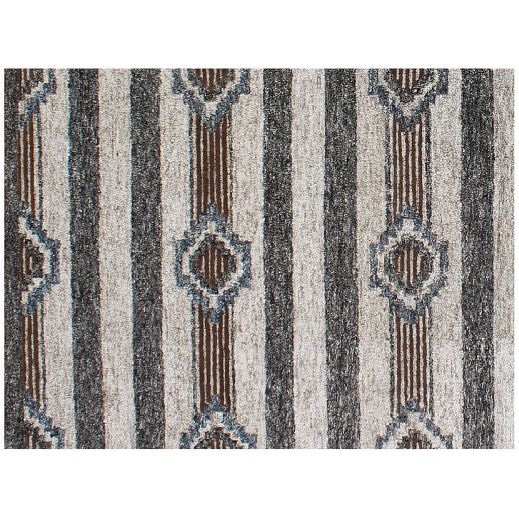 5' X 8' Beige Abstract Geometric Hand Tufted Non Skid Area Rug