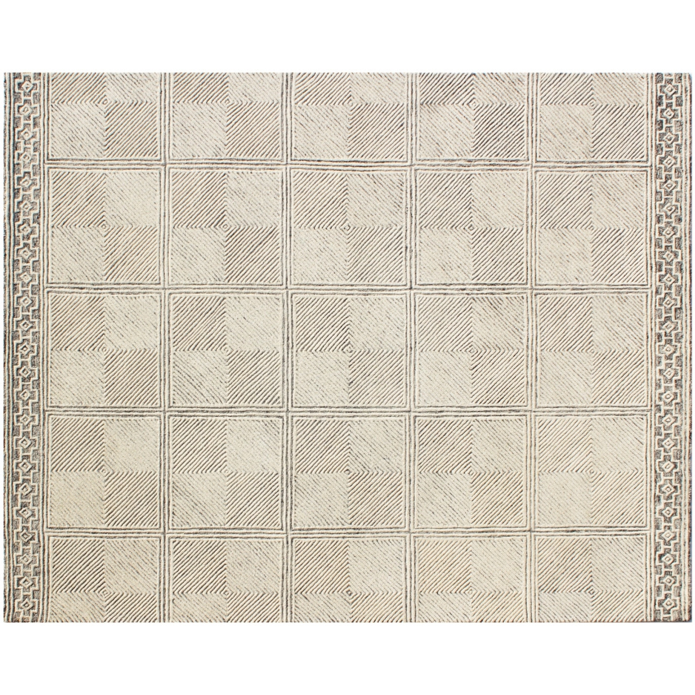 5' X 8' Moss Green Wool Abstract Geometric Hand Tufted Non Skid Area Rug
