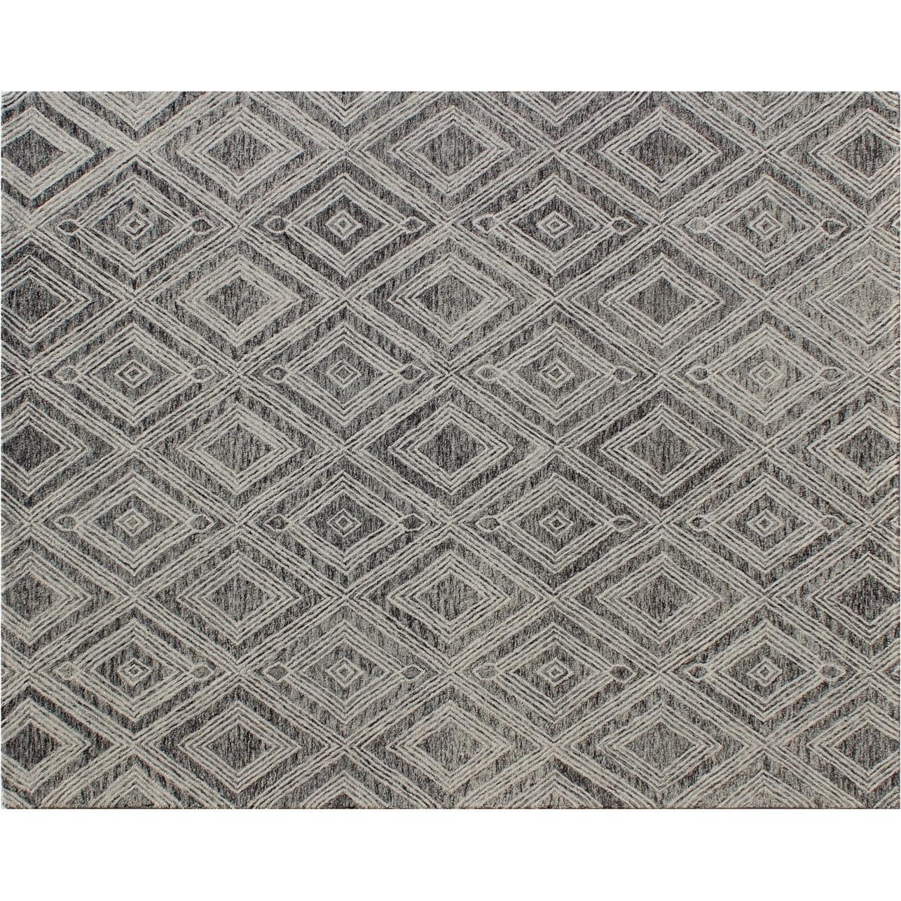 5' X 8' Black and Ivory Wool Abstract Geometric Hand Tufted Non Skid Area Rug