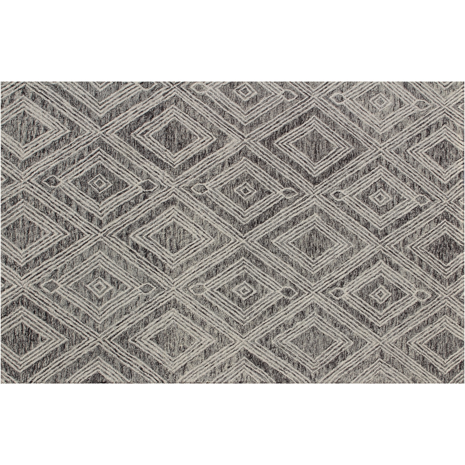 5' X 8' Black and Ivory Wool Abstract Geometric Hand Tufted Non Skid Area Rug
