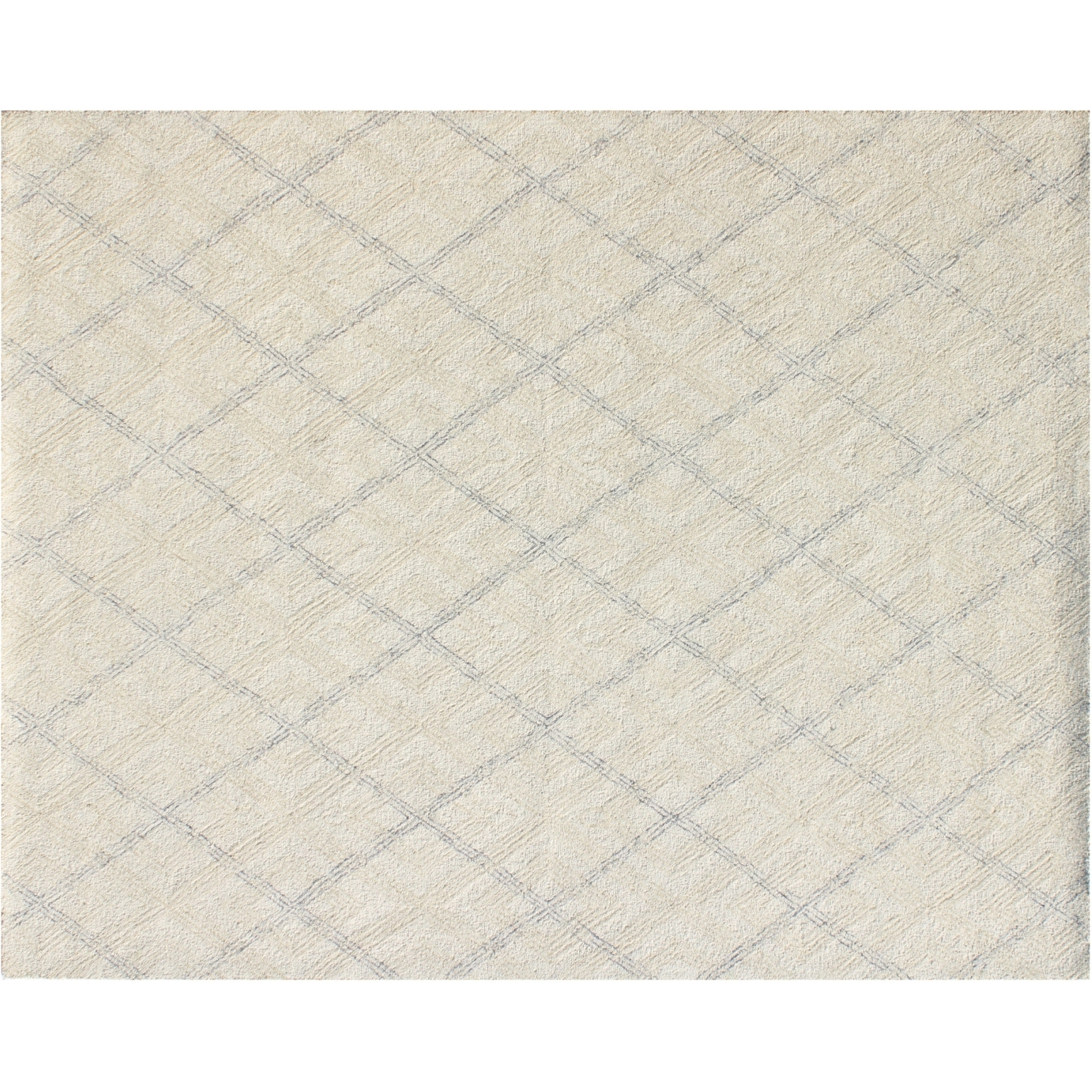 5' X 8' Ivory Wool Abstract Geometric Hand Tufted Non Skid Area Rug