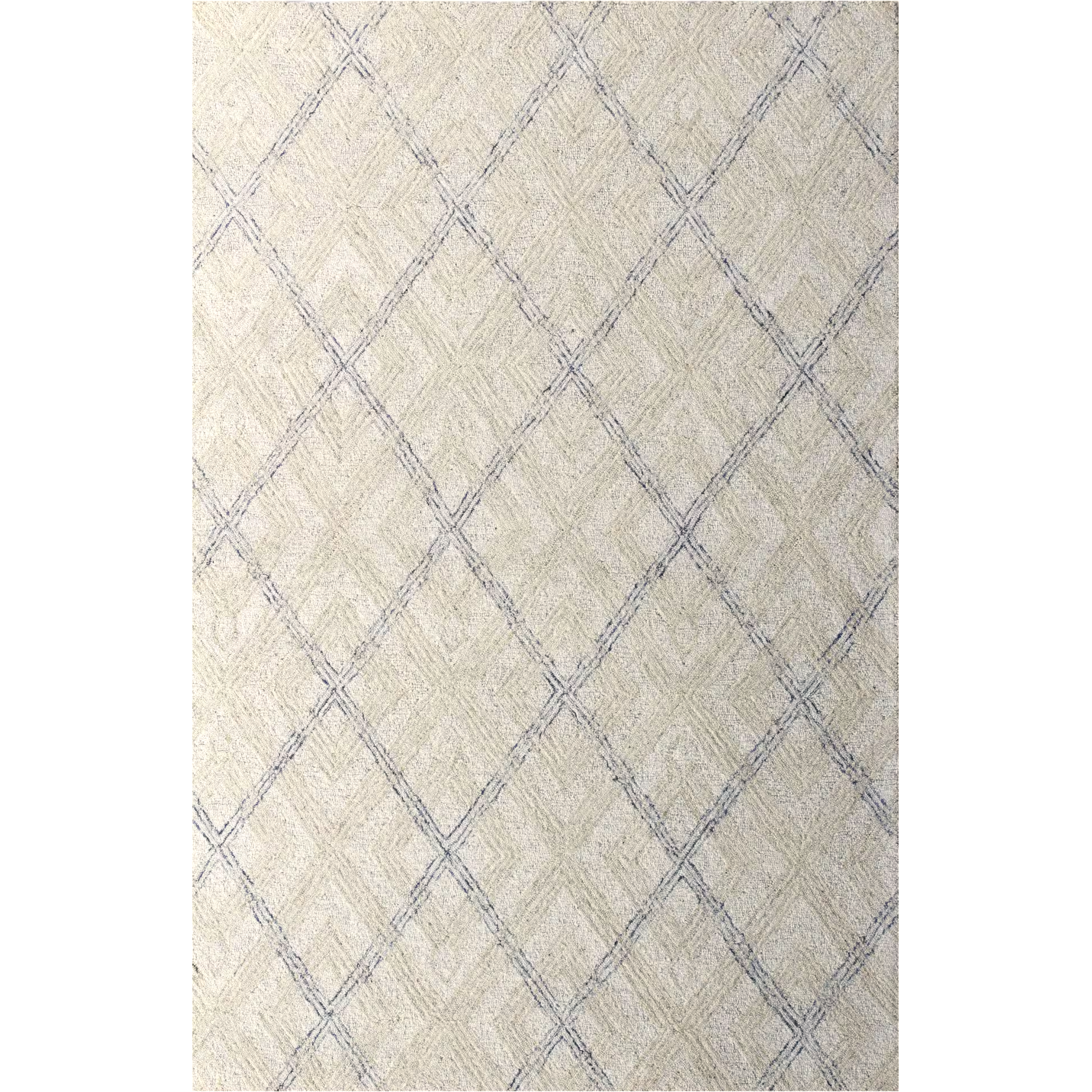 5' X 8' Ivory Wool Abstract Geometric Hand Tufted Non Skid Area Rug