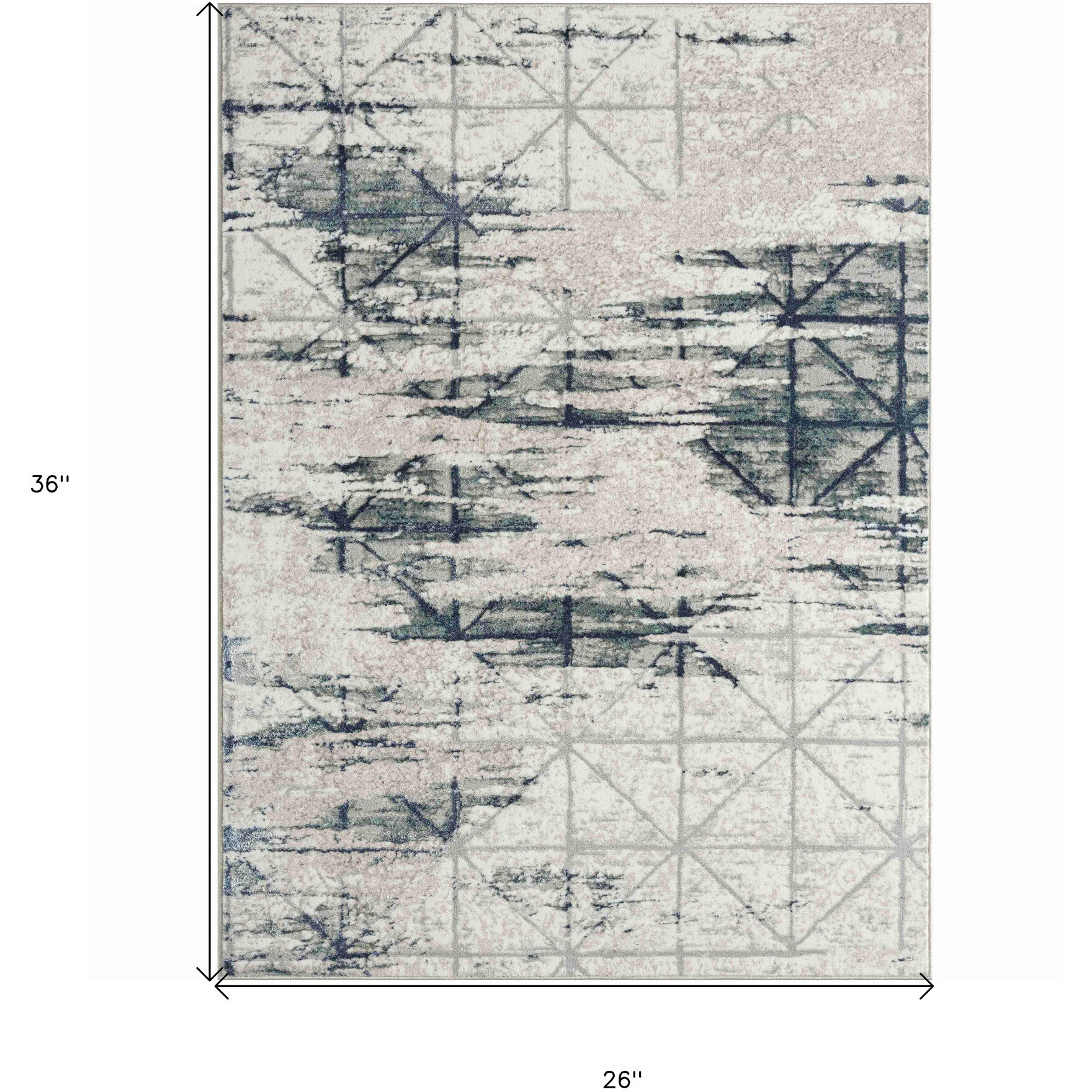 2' X 3' Blue and Gray Abstract Area Rug