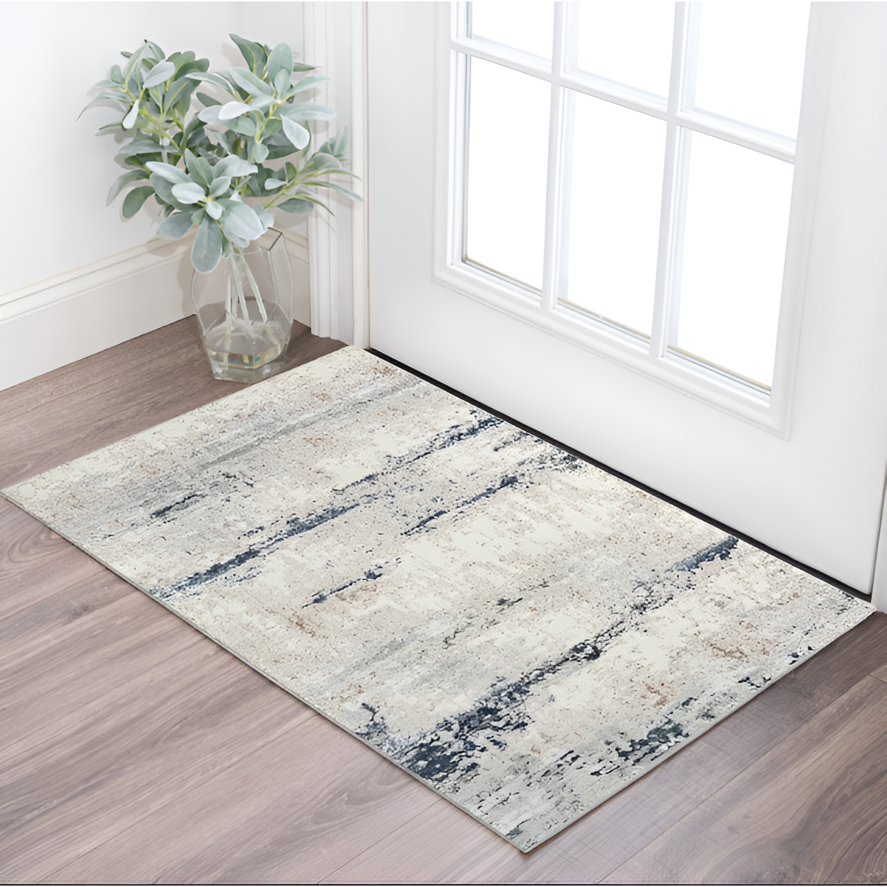 2' X 3' Gray and Blue Abstract Area Rug