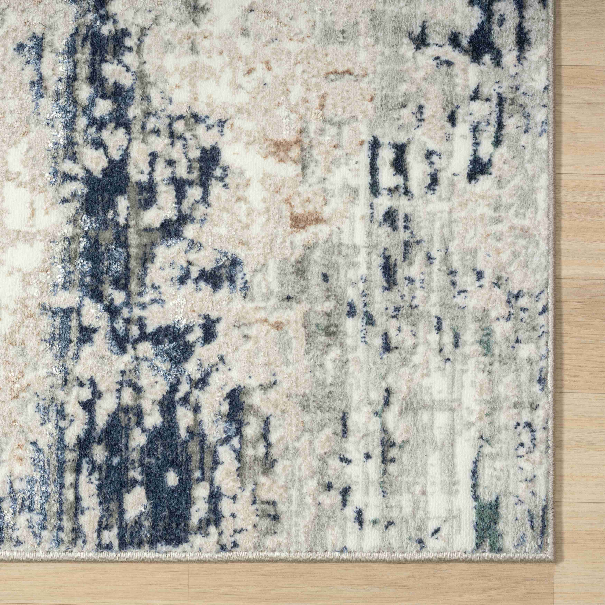 2' X 3' Gray and Blue Abstract Area Rug