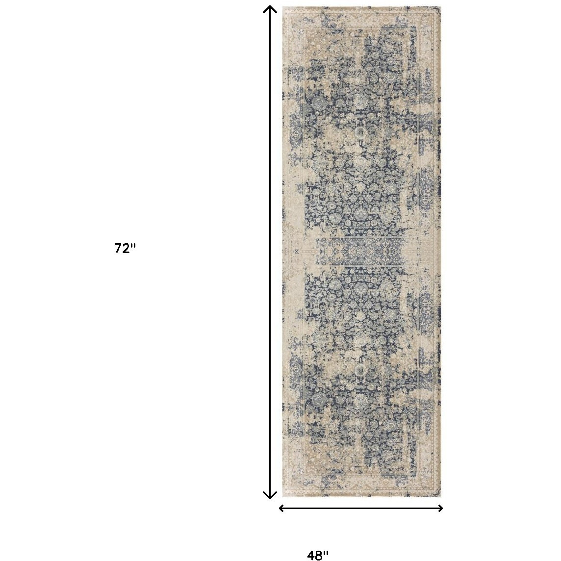 4' X 6' Gray and Beige Floral Area Rug
