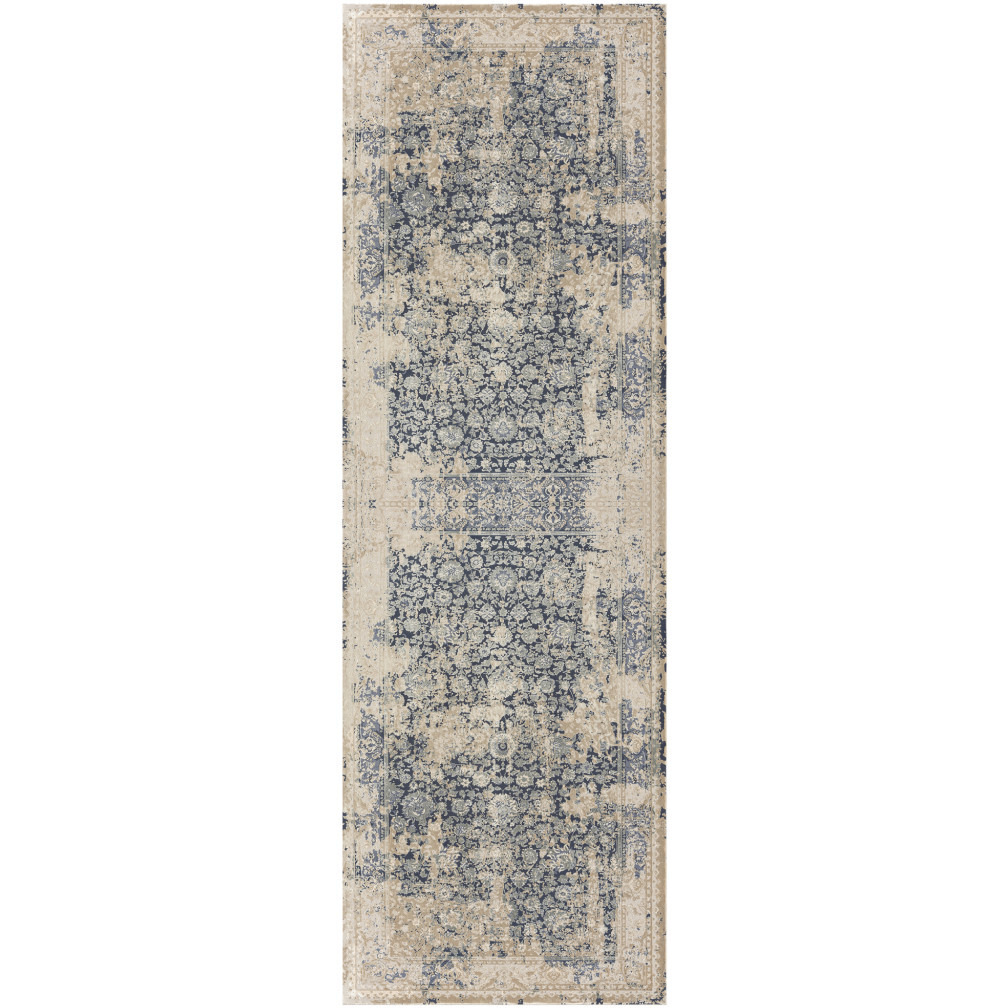 4' X 6' Gray and Beige Floral Area Rug