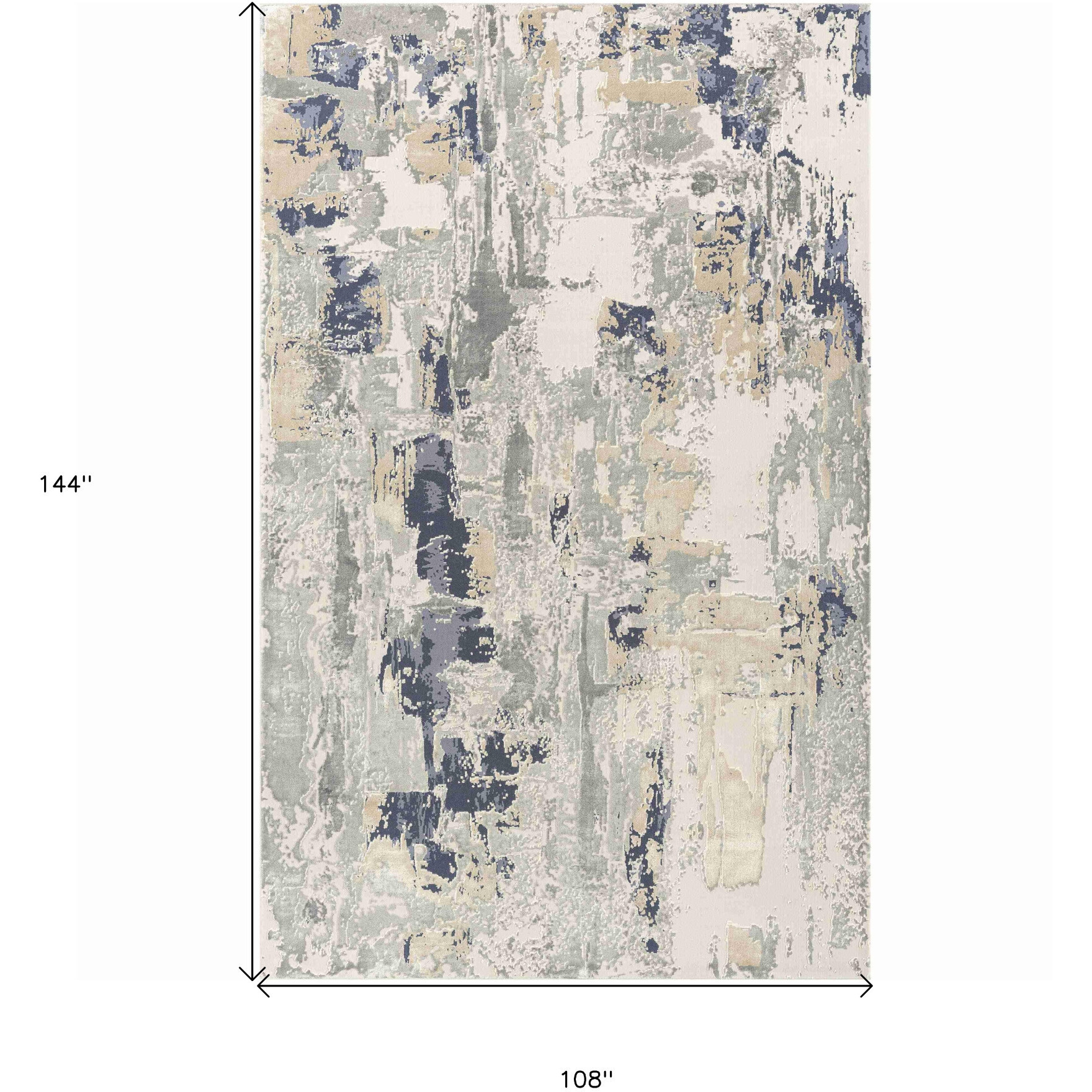 9' X 12' Blue and Gray Abstract Area Rug