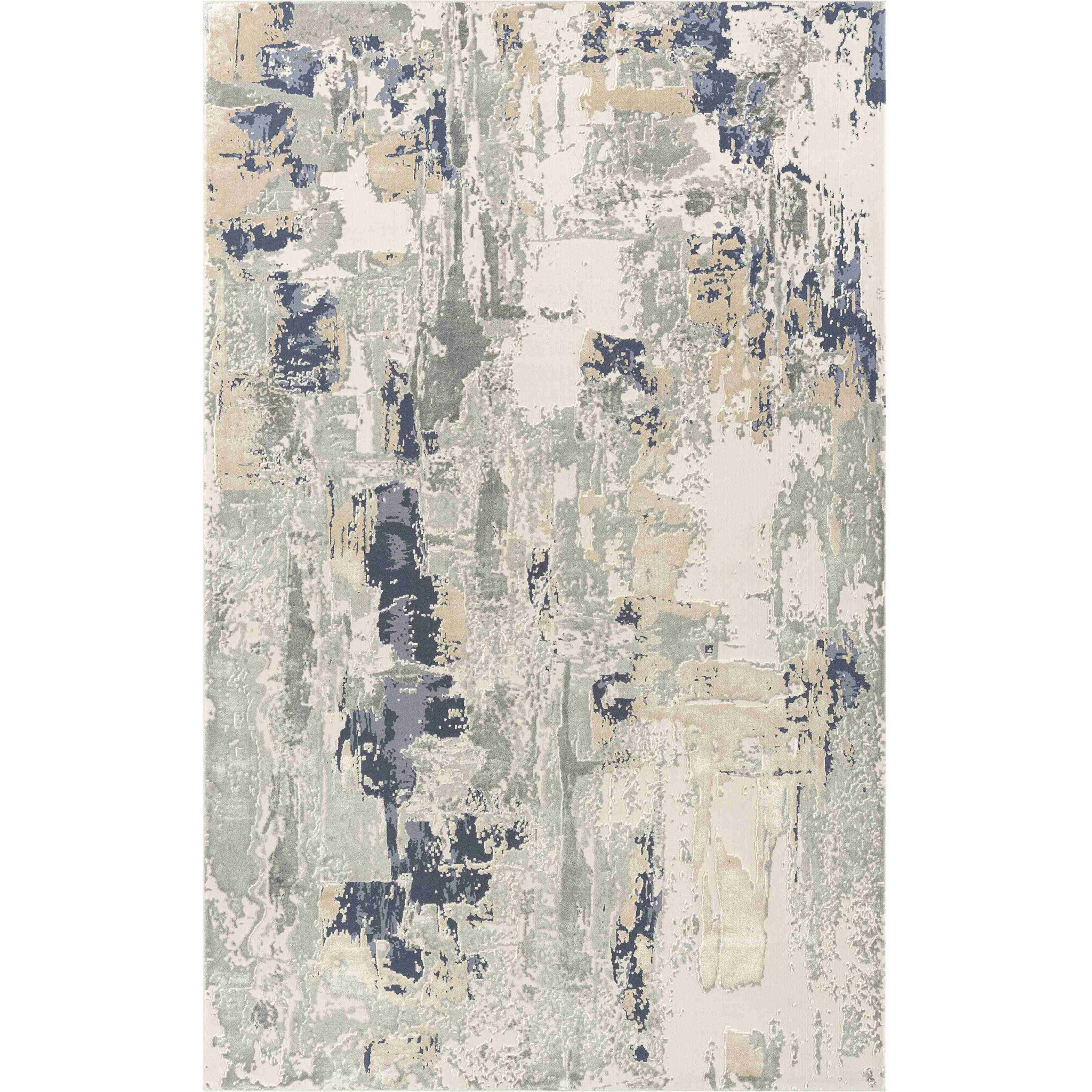 9' X 12' Blue and Gray Abstract Area Rug