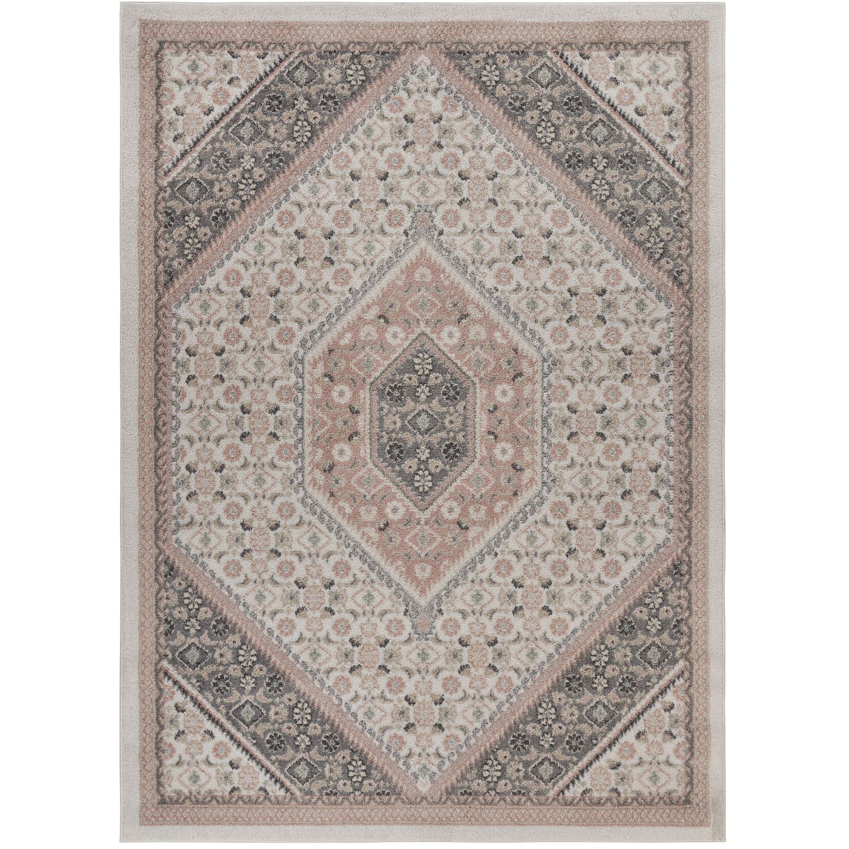 2' X 3' Pink and Ivory Medallion Area Rug