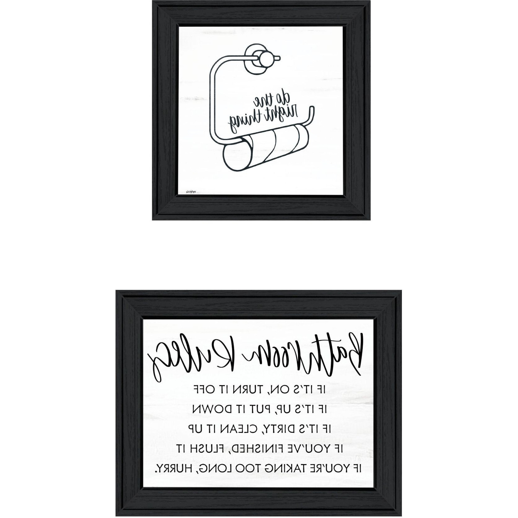 Set Of Two &quotBathroom Rules" Black Framed Wall Art