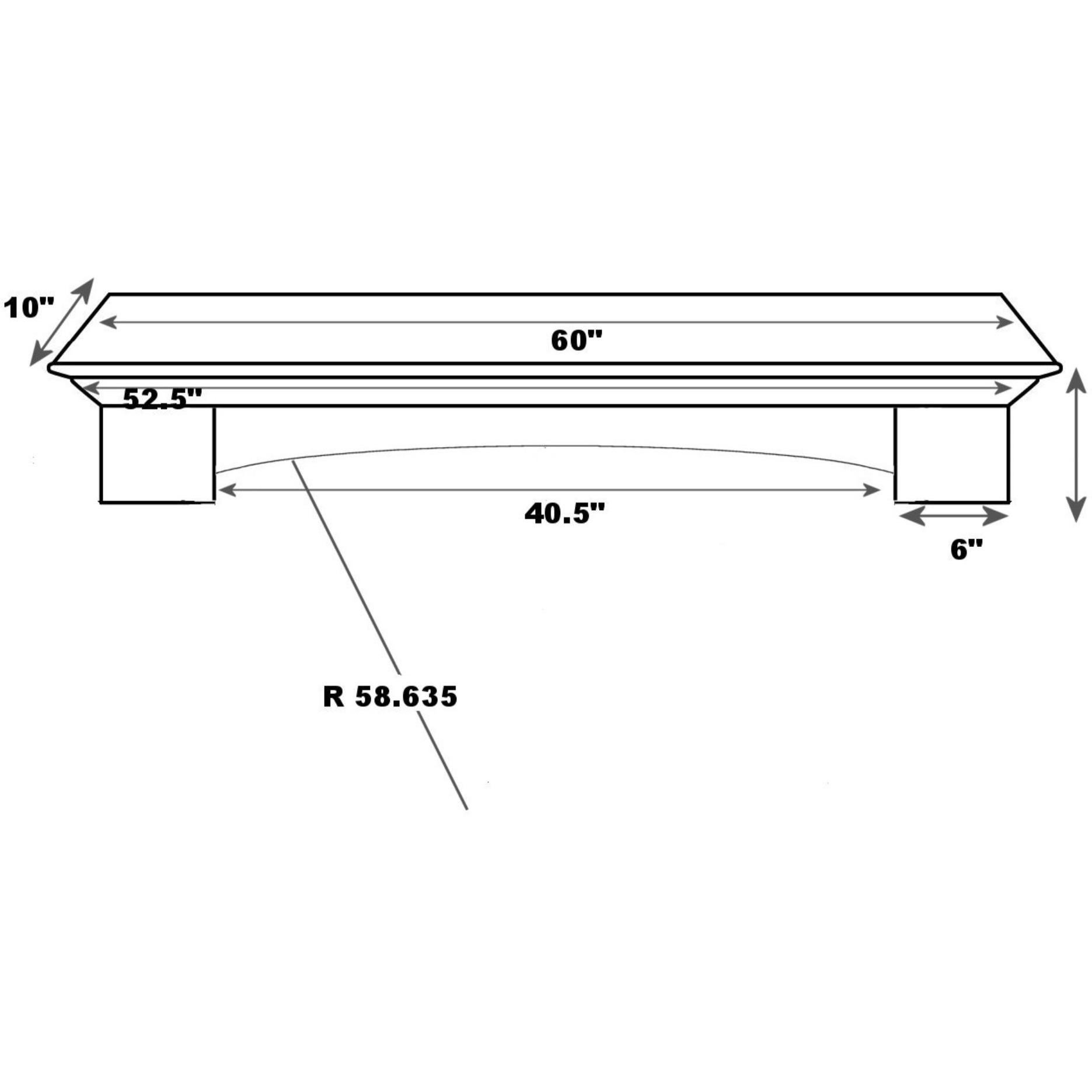 The Auburn 60" Shelf or Mantel Shelf Cherry Distressed Finish