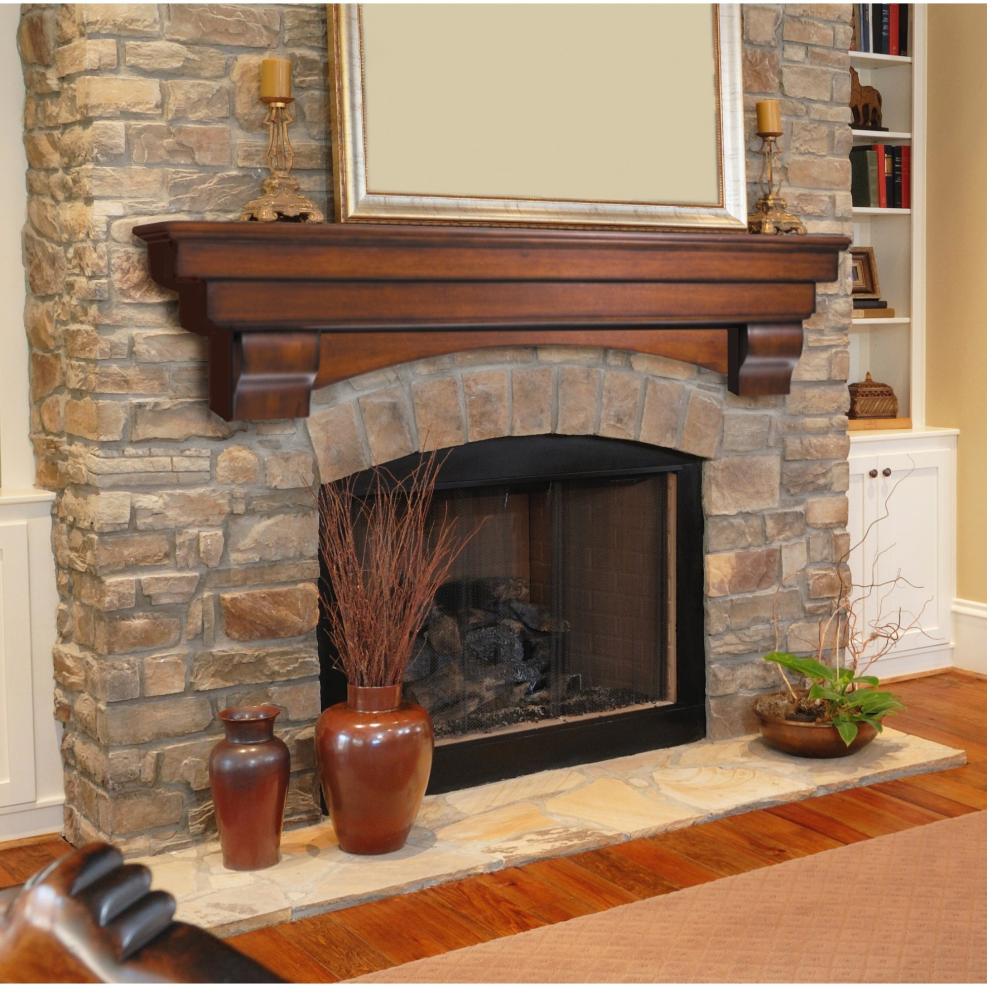 The Auburn 60" Shelf or Mantel Shelf Cherry Distressed Finish