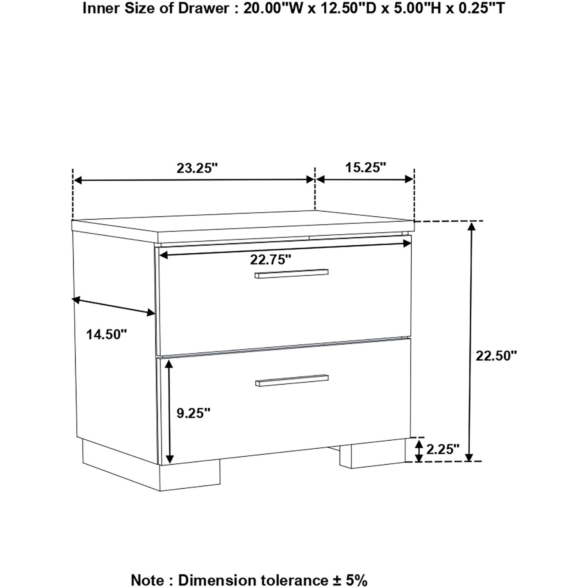 Coaster Home Furnishings Felicity 2-Drawer Nightstand Glossy White